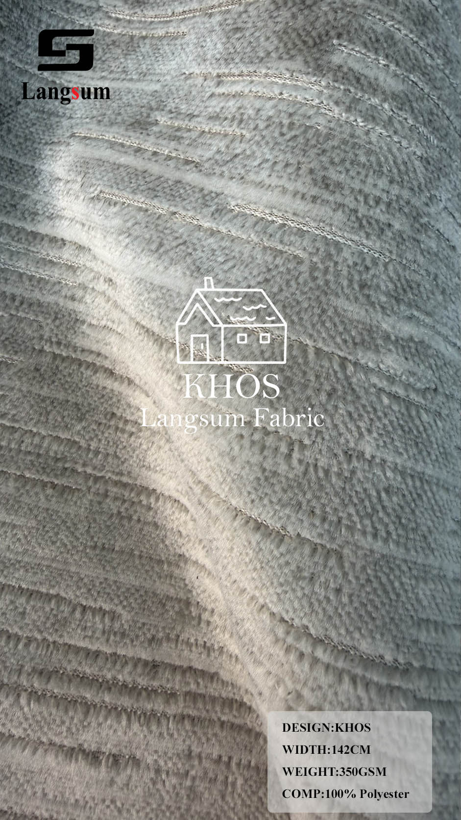 KHOS Linear-Textured Polyester Upholstery Fabric – 350gsm, 56" Wide, 13 Colors Langsum Fabric