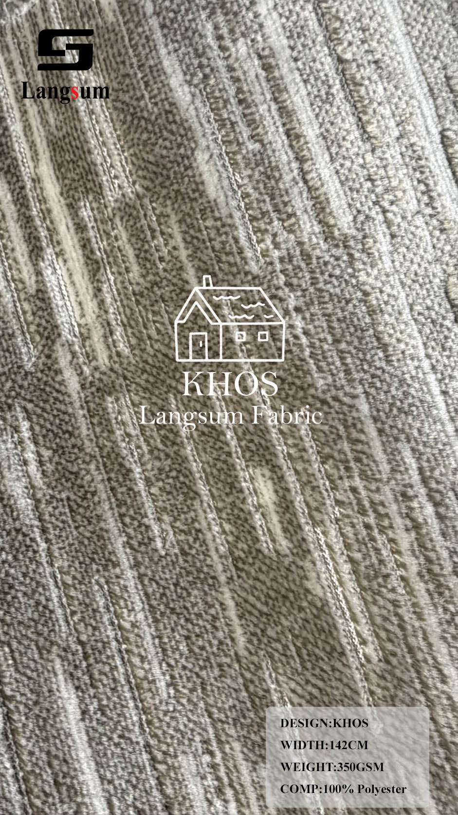 KHOS Linear-Textured Polyester Upholstery Fabric – 350gsm, 56" Wide, 13 Colors Langsum Fabric
