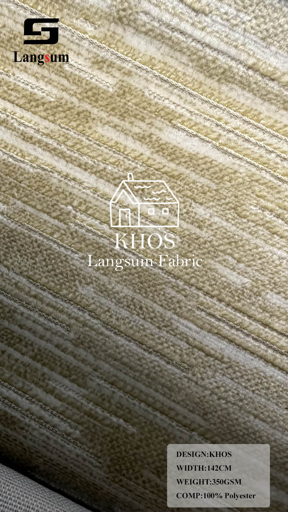 KHOS Linear-Textured Polyester Upholstery Fabric – 350gsm, 56" Wide, 13 Colors Langsum Fabric