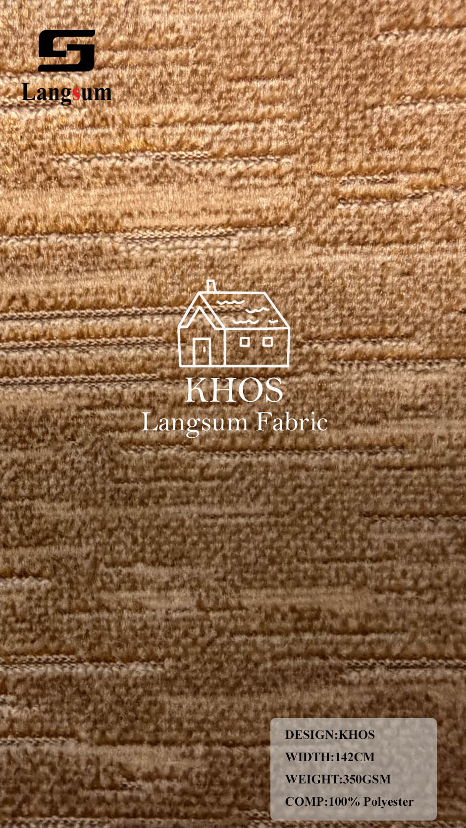 KHOS Linear-Textured Polyester Upholstery Fabric – 350gsm, 56" Wide, 13 Colors Langsum Fabric