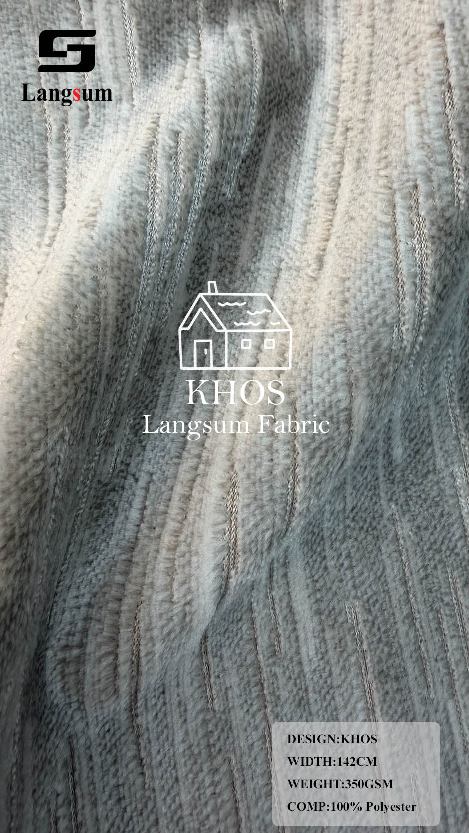 KHOS Linear-Textured Polyester Upholstery Fabric – 350gsm, 56" Wide, 13 Colors Langsum Fabric