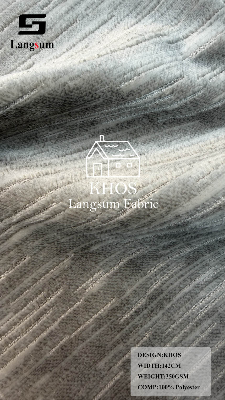 KHOS Linear-Textured Polyester Upholstery Fabric – 350gsm, 56" Wide, 13 Colors Langsum Fabric