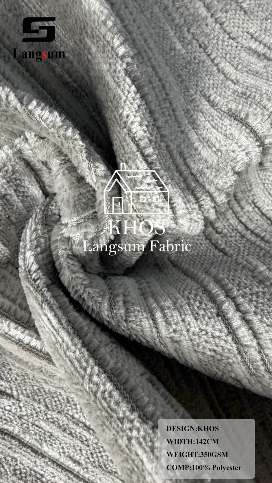 KHOS Linear-Textured Polyester Upholstery Fabric – 350gsm, 56" Wide, 13 Colors Langsum Fabric