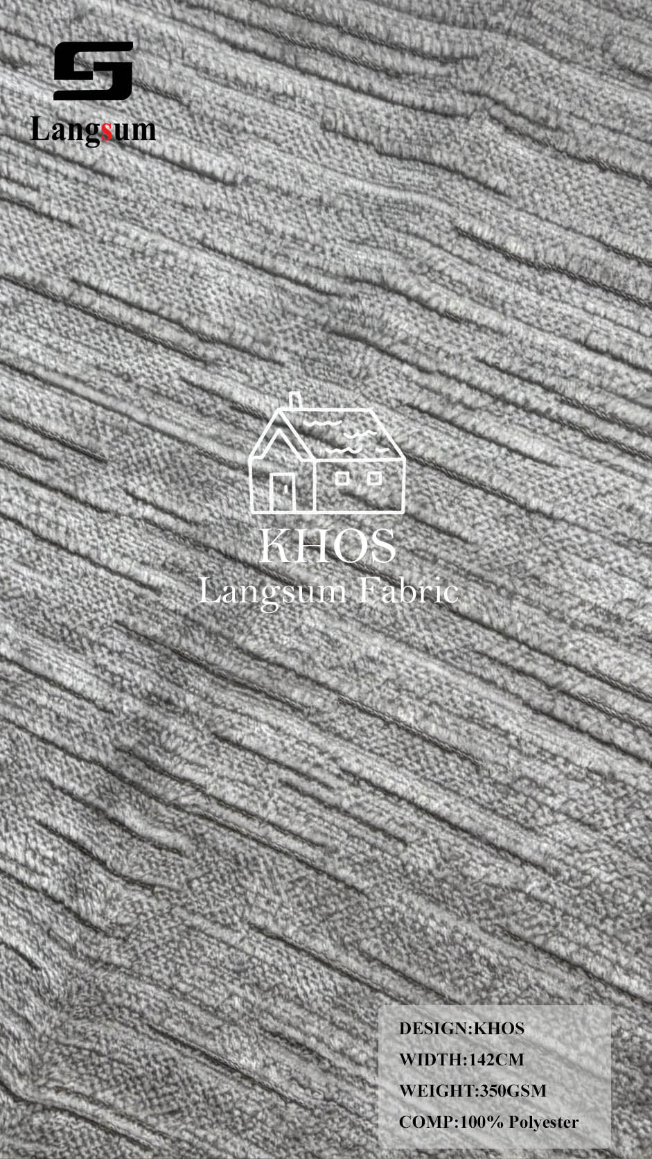 KHOS Linear-Textured Polyester Upholstery Fabric – 350gsm, 56" Wide, 13 Colors Langsum Fabric