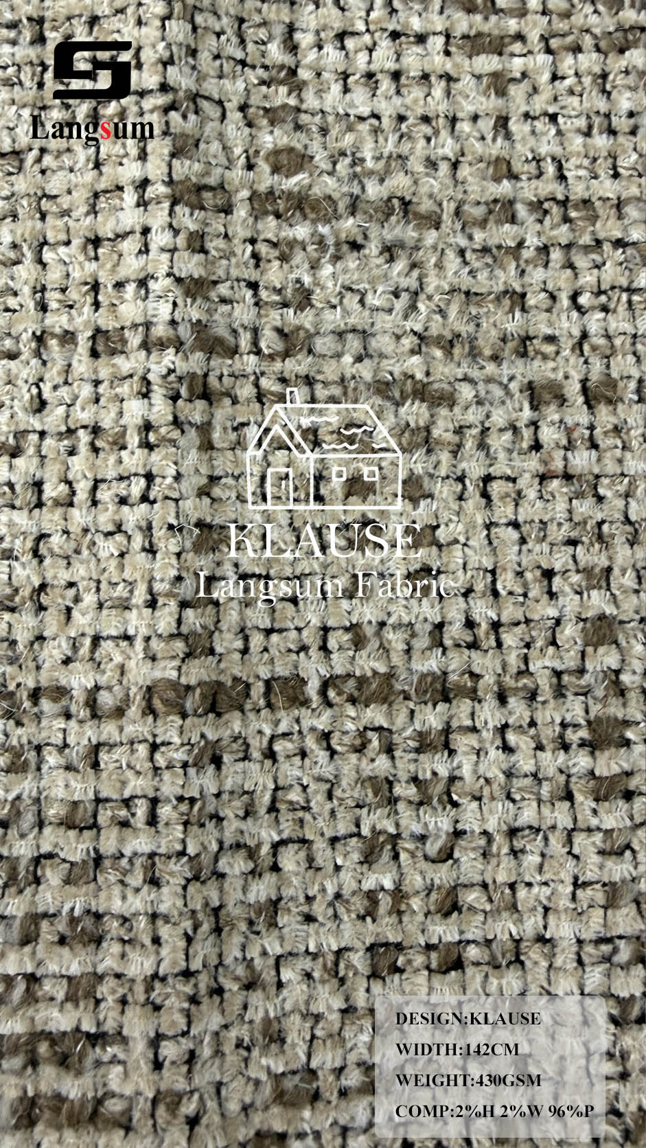 KLAUSE Chunky-Textured Upholstery Fabric – 430gsm, 56" Wide Langsum Fabric