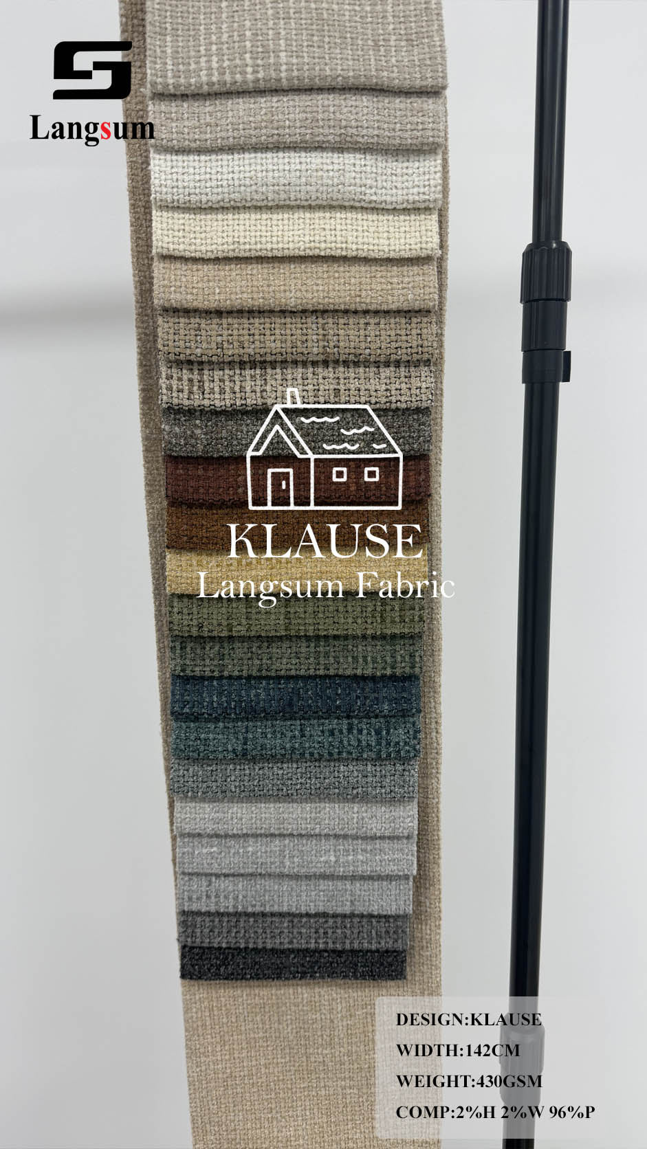 KLAUSE Chunky-Textured Upholstery Fabric – 430gsm, 56" Wide Langsum Fabric