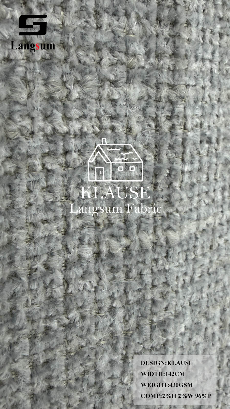 KLAUSE Chunky-Textured Upholstery Fabric – 430gsm, 56" Wide Langsum Fabric