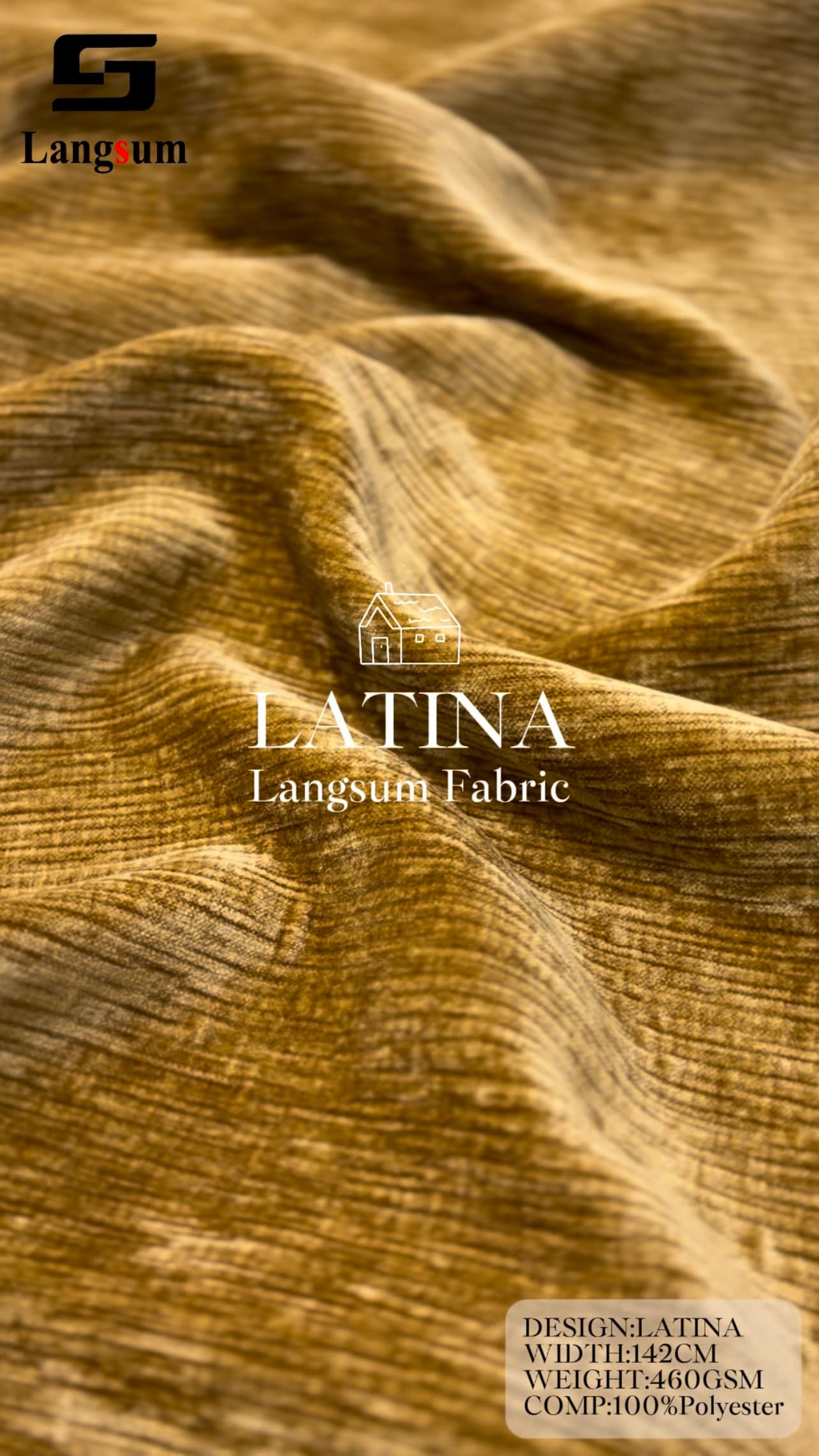 LATINA Chenille Fabric Woven Jacquard Fabric – 540gsm, 56" Wide, 14 Colors Langsum Fabric
