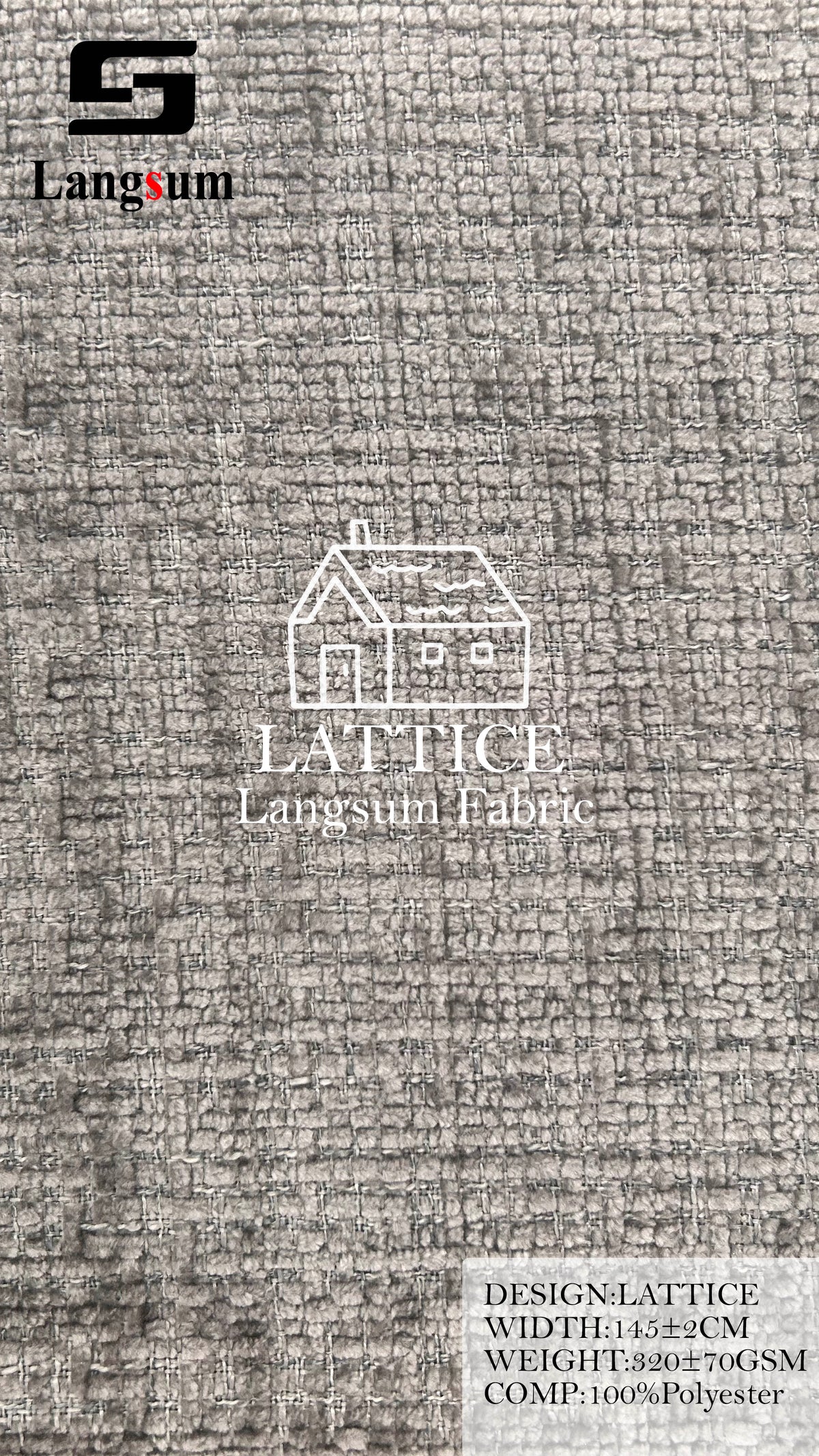 LATTICE Grid-Textured Polyester Upholstery Fabric – 320±70gsm, 57" Wide, 14 Colors Langsum Fabric