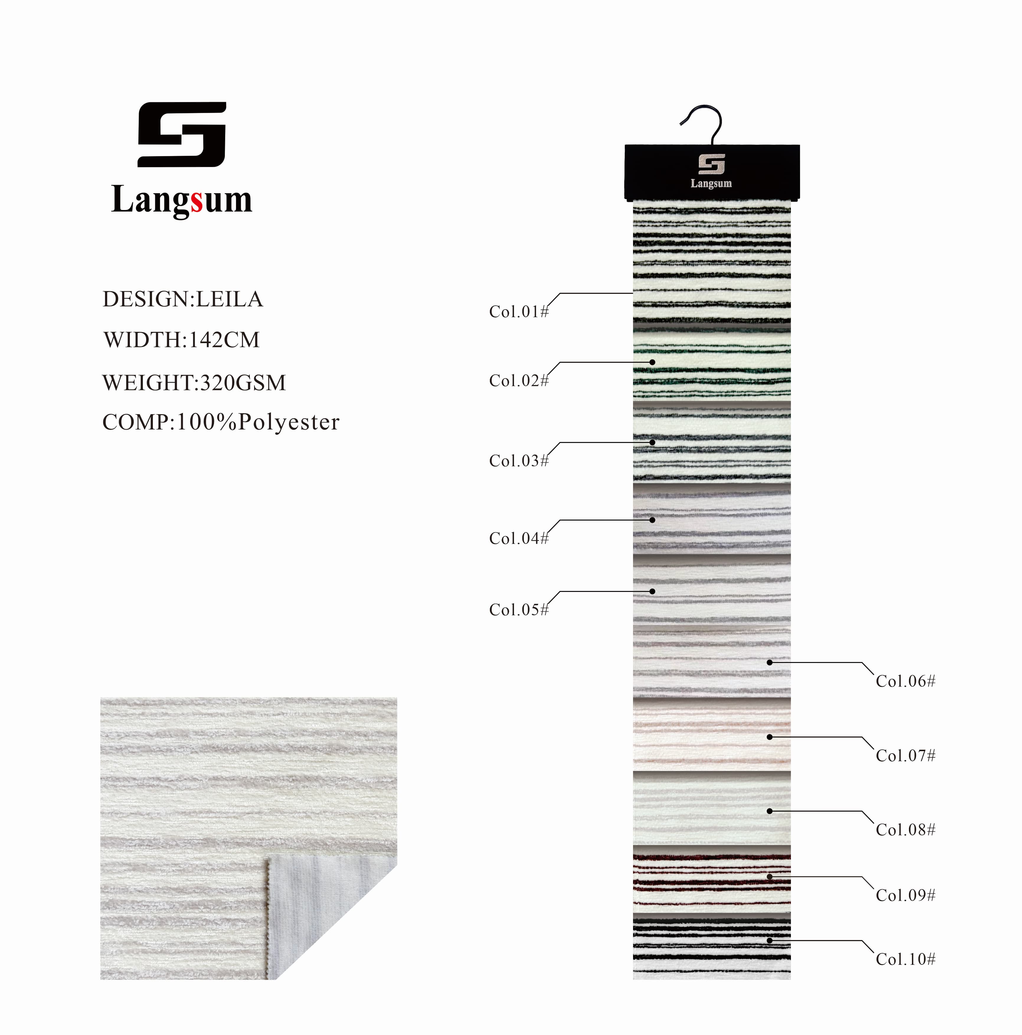 LEILA Velvet Fabric Knitted Fabric Jacquard-320gsm, 56" Wide, 10 Colors Langsum Fabric