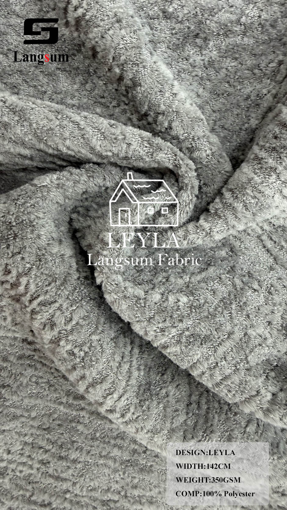 LEYLA Mottled-Textured Polyester Upholstery Fabric – 350gsm, 56" Wide, 16 Colors Langsum Fabric