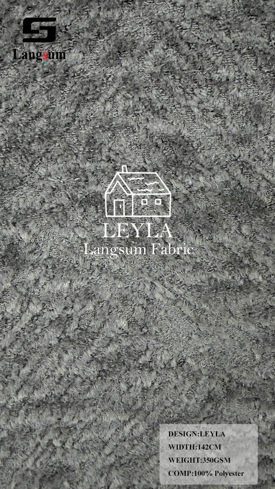 LEYLA Mottled-Textured Polyester Upholstery Fabric – 350gsm, 56" Wide, 16 Colors Langsum Fabric