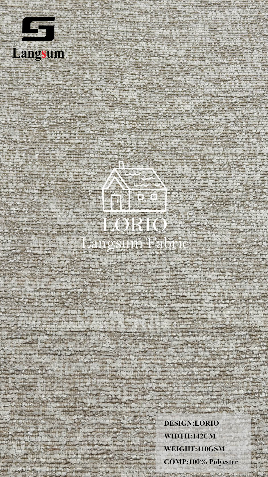 LORIO Textured Polyester Upholstery Fabric – 410gsm, 56" Wide Langsum Fabric