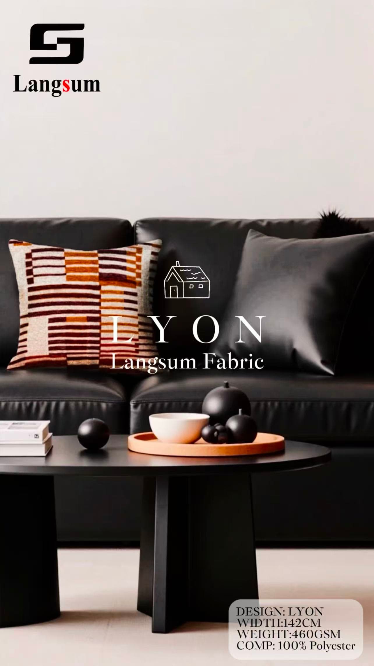 LYON Linen looking fabric Chenille Fabric Woven Jacquard Fabric – 460gsm, 56" Wide, 10 Colors Langsum Fabric