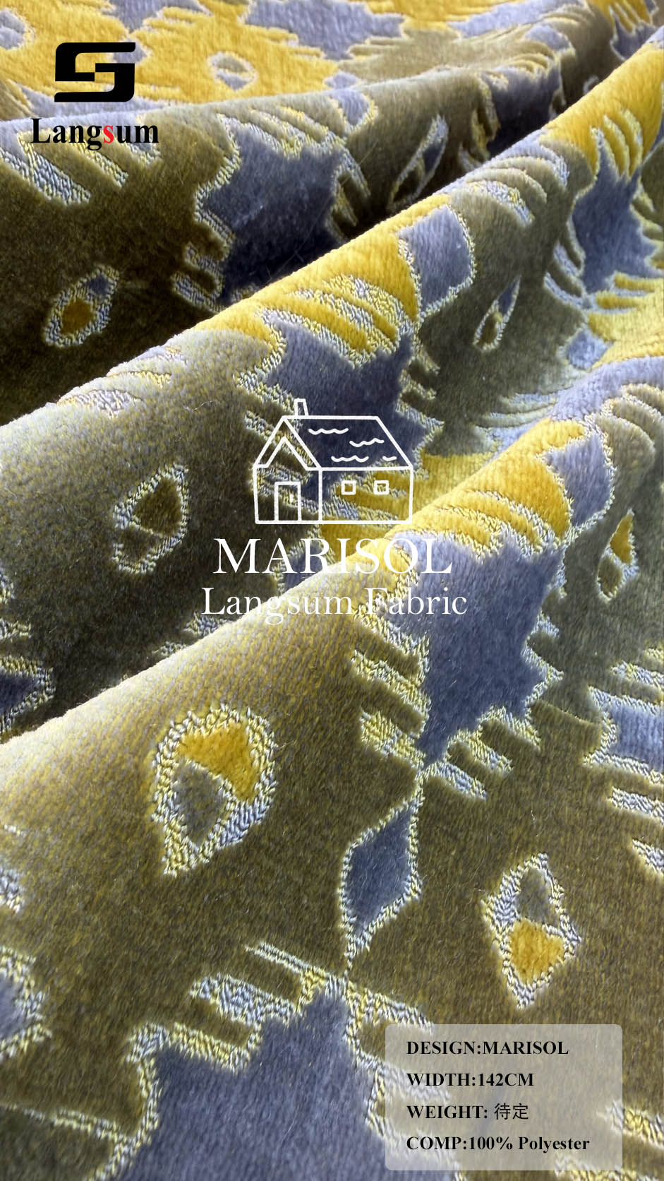 BRISA+MARISOL Botanical And Geometric-Pattern Polyester Upholstery Fabric – 56" Wide, 8 Colors Per Design Langsum Fabric
