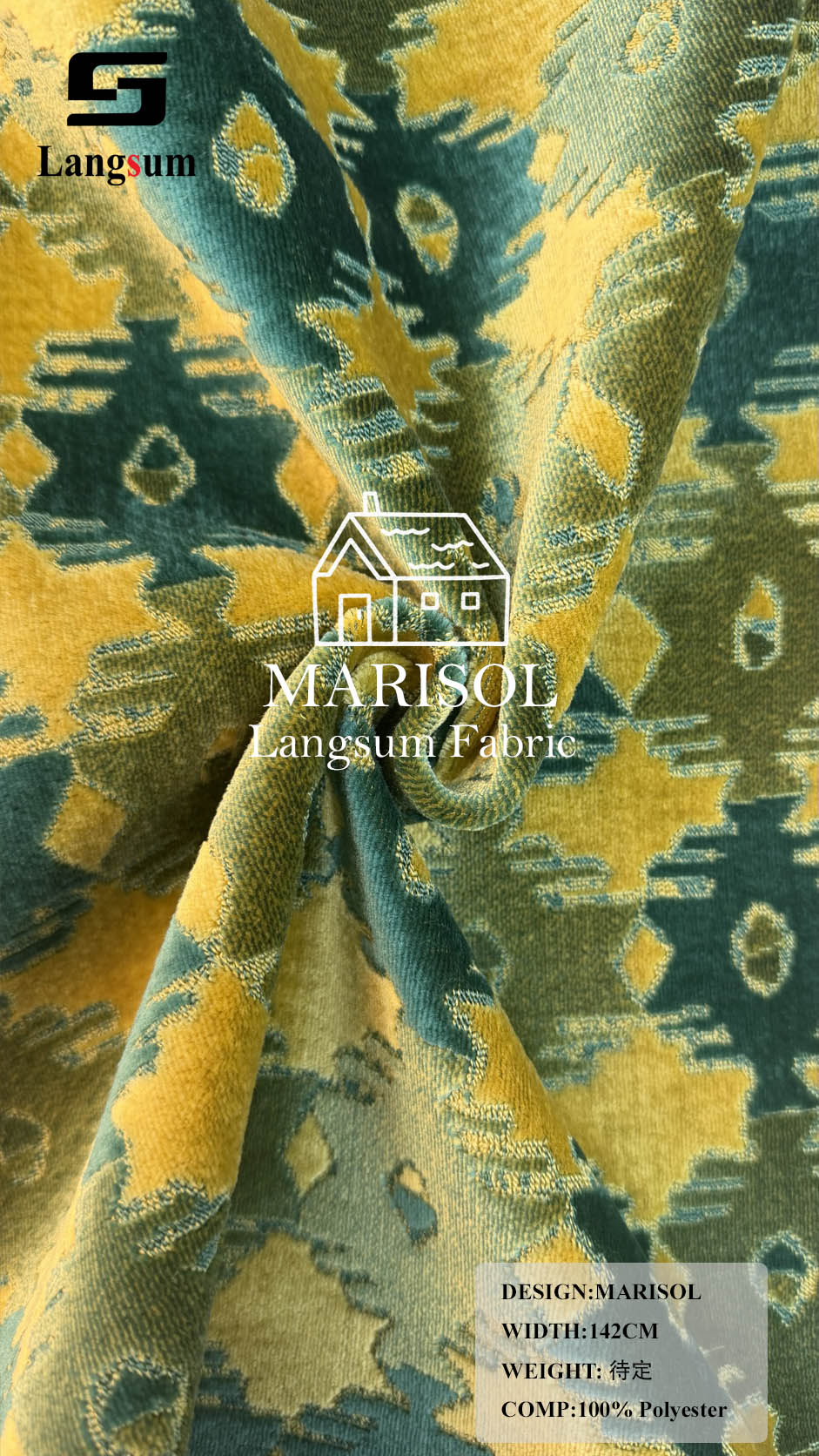 BRISA+MARISOL Botanical And Geometric-Pattern Polyester Upholstery Fabric – 56" Wide, 8 Colors Per Design Langsum Fabric