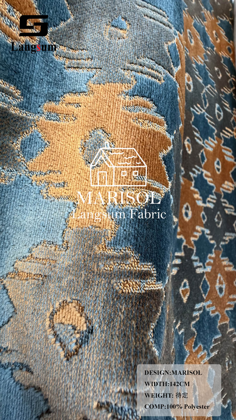 BRISA+MARISOL Botanical And Geometric-Pattern Polyester Upholstery Fabric – 56" Wide, 8 Colors Per Design Langsum Fabric