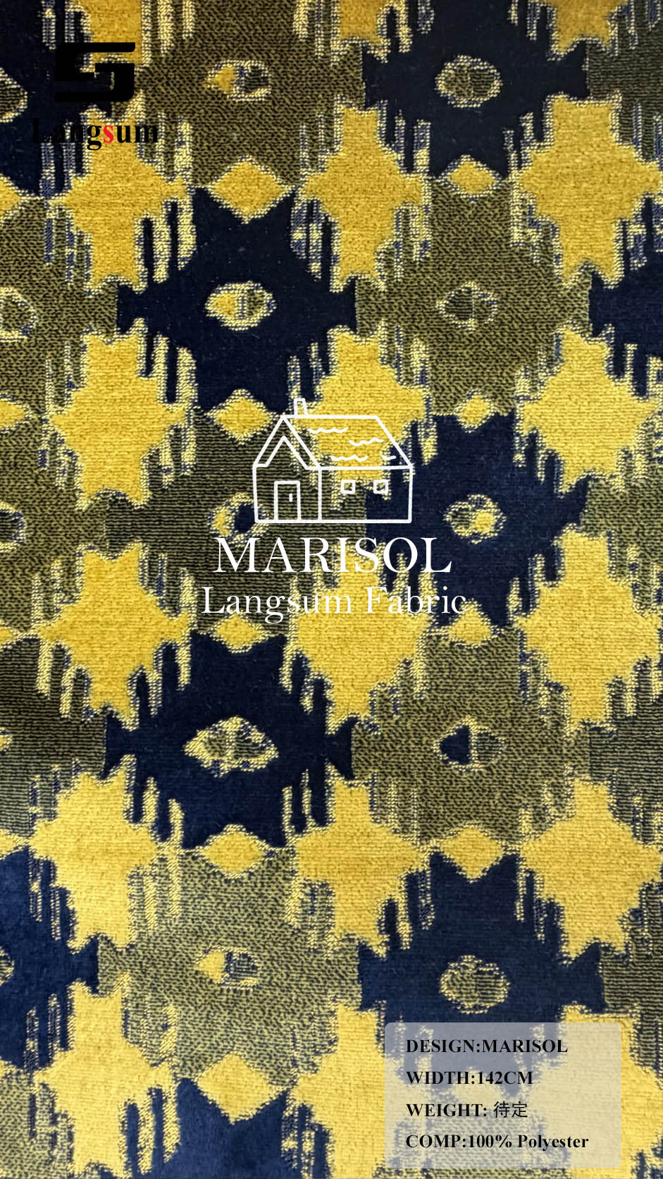 BRISA+MARISOL Botanical And Geometric-Pattern Polyester Upholstery Fabric – 56" Wide, 8 Colors Per Design Langsum Fabric