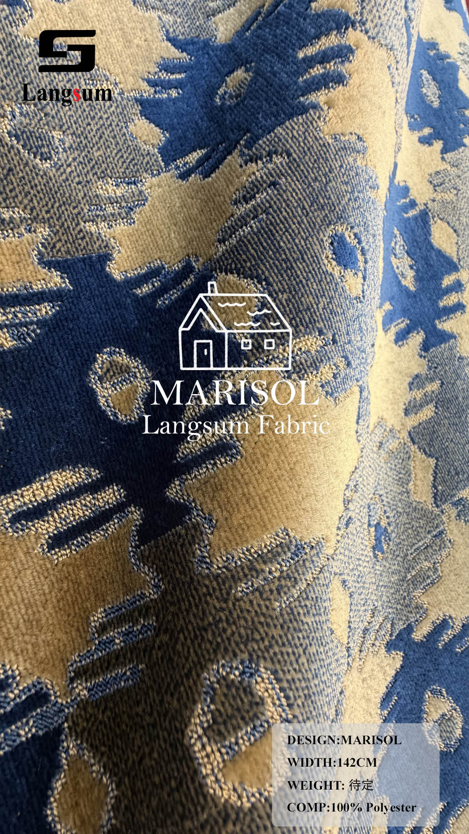 BRISA+MARISOL Botanical And Geometric-Pattern Polyester Upholstery Fabric – 56" Wide, 8 Colors Per Design Langsum Fabric