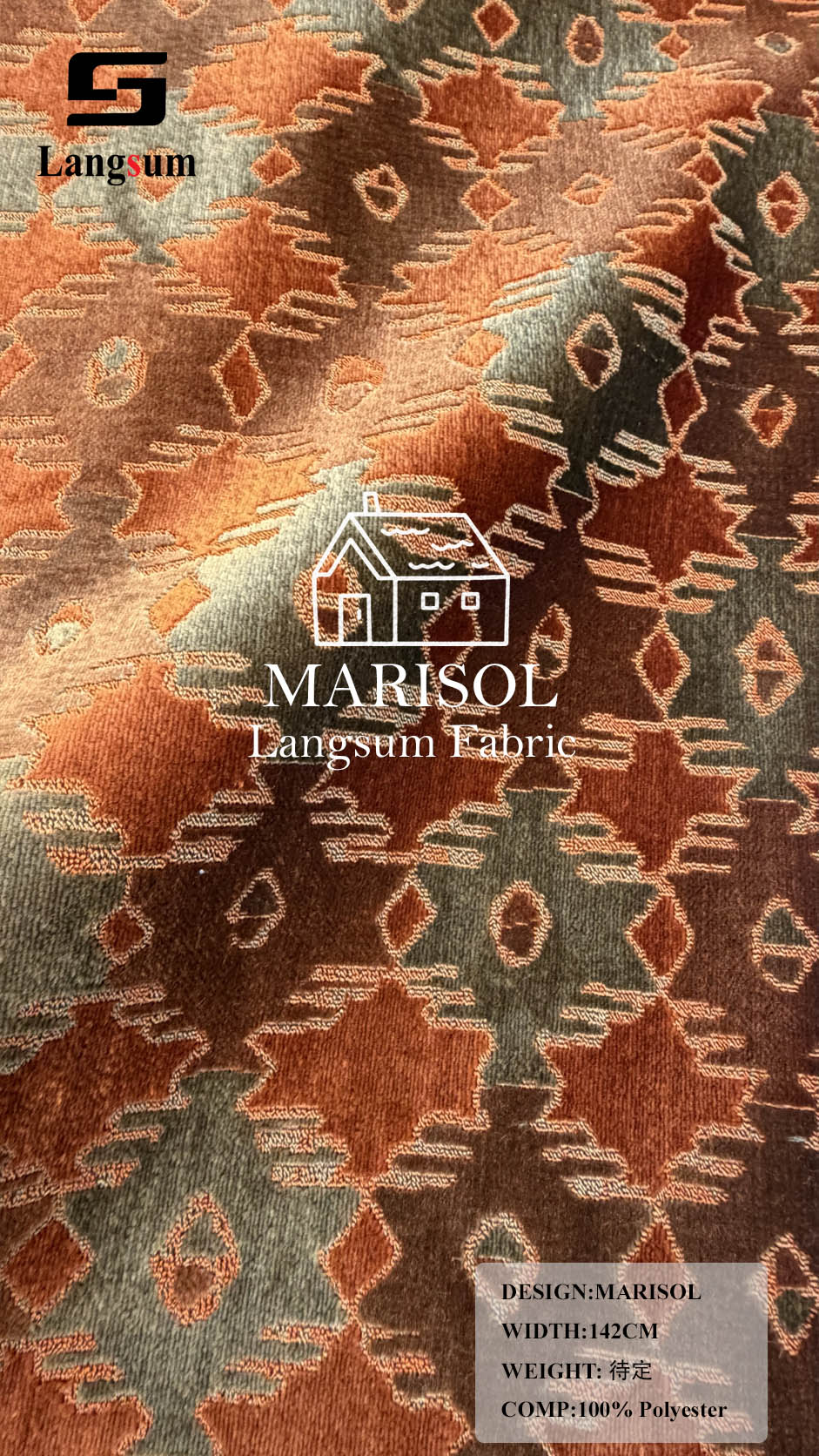 BRISA+MARISOL Botanical And Geometric-Pattern Polyester Upholstery Fabric – 56" Wide, 8 Colors Per Design Langsum Fabric