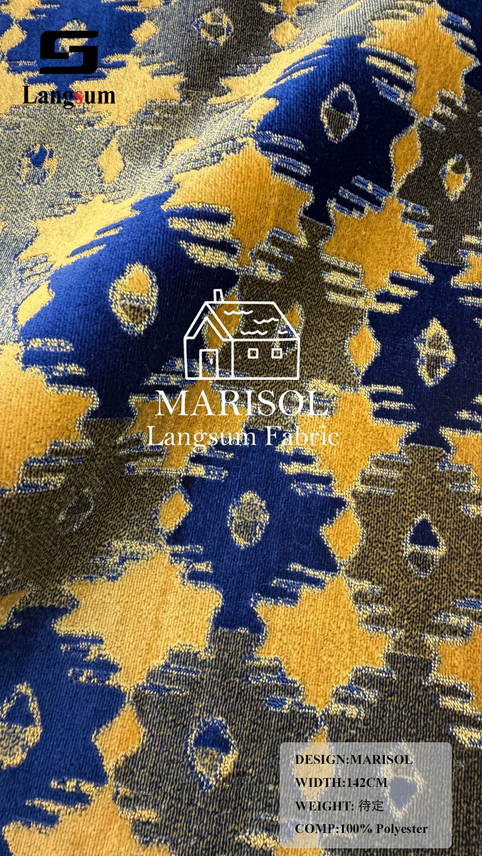 BRISA+MARISOL Botanical And Geometric-Pattern Polyester Upholstery Fabric – 56" Wide, 8 Colors Per Design Langsum Fabric