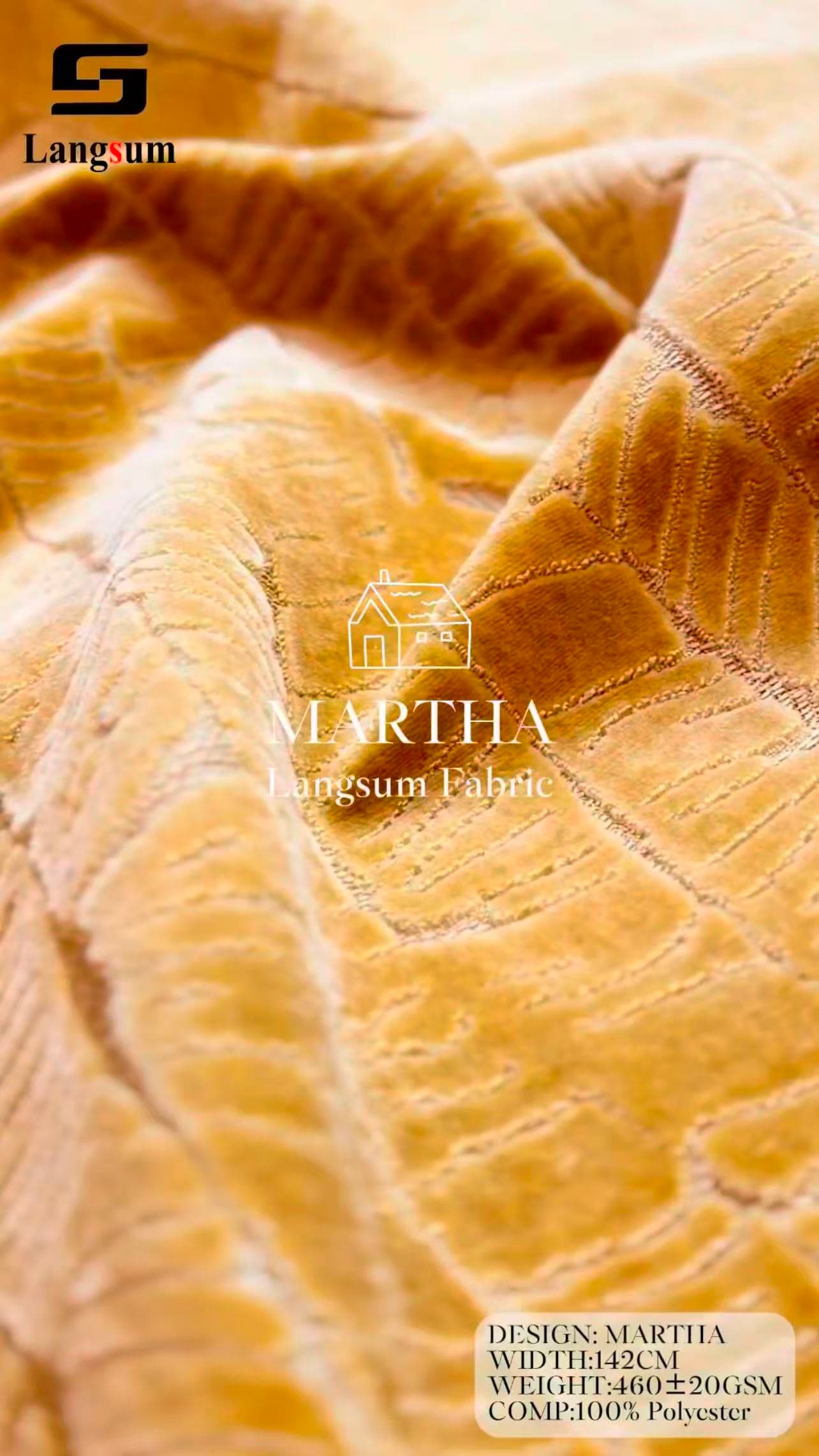 MARTHA Chenille Fabric Woven Jacquard Fabric – 460gsm, 56" Wide, 15 Colors Langsum Fabric