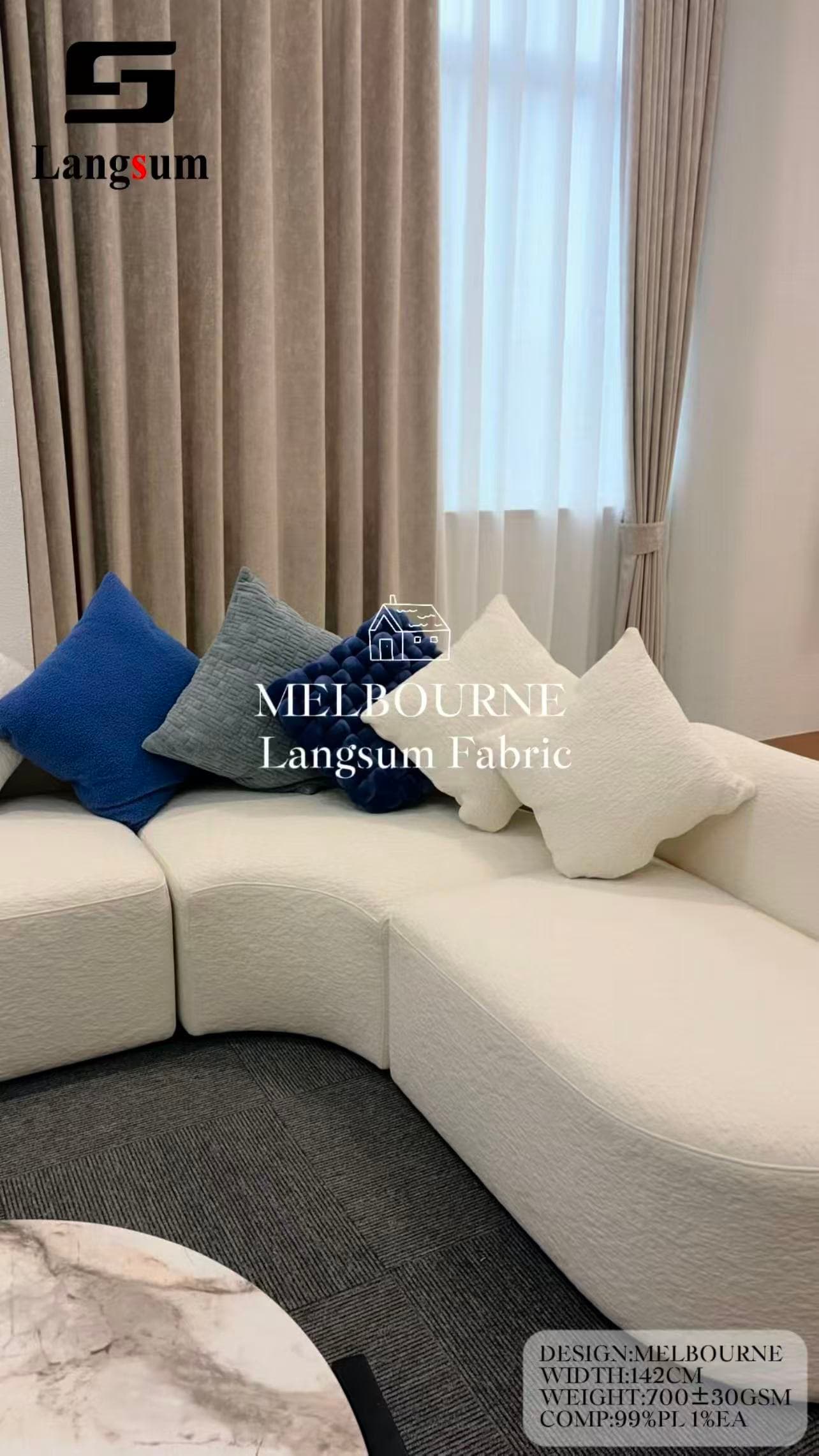 MELBOURNE Circle knitted Jaquard Textured Polyester Upholstery Fabric – 700GSM, 56" Wide, 21 Colors Langsum Fabric