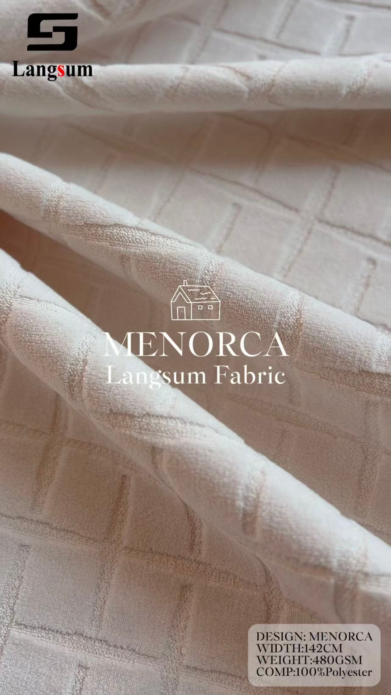 MENORCA Circle knitted Jaquard Textured Polyester Upholstery Fabric – 480GSM, 56" Wide, 12 Colors Langsum Fabric