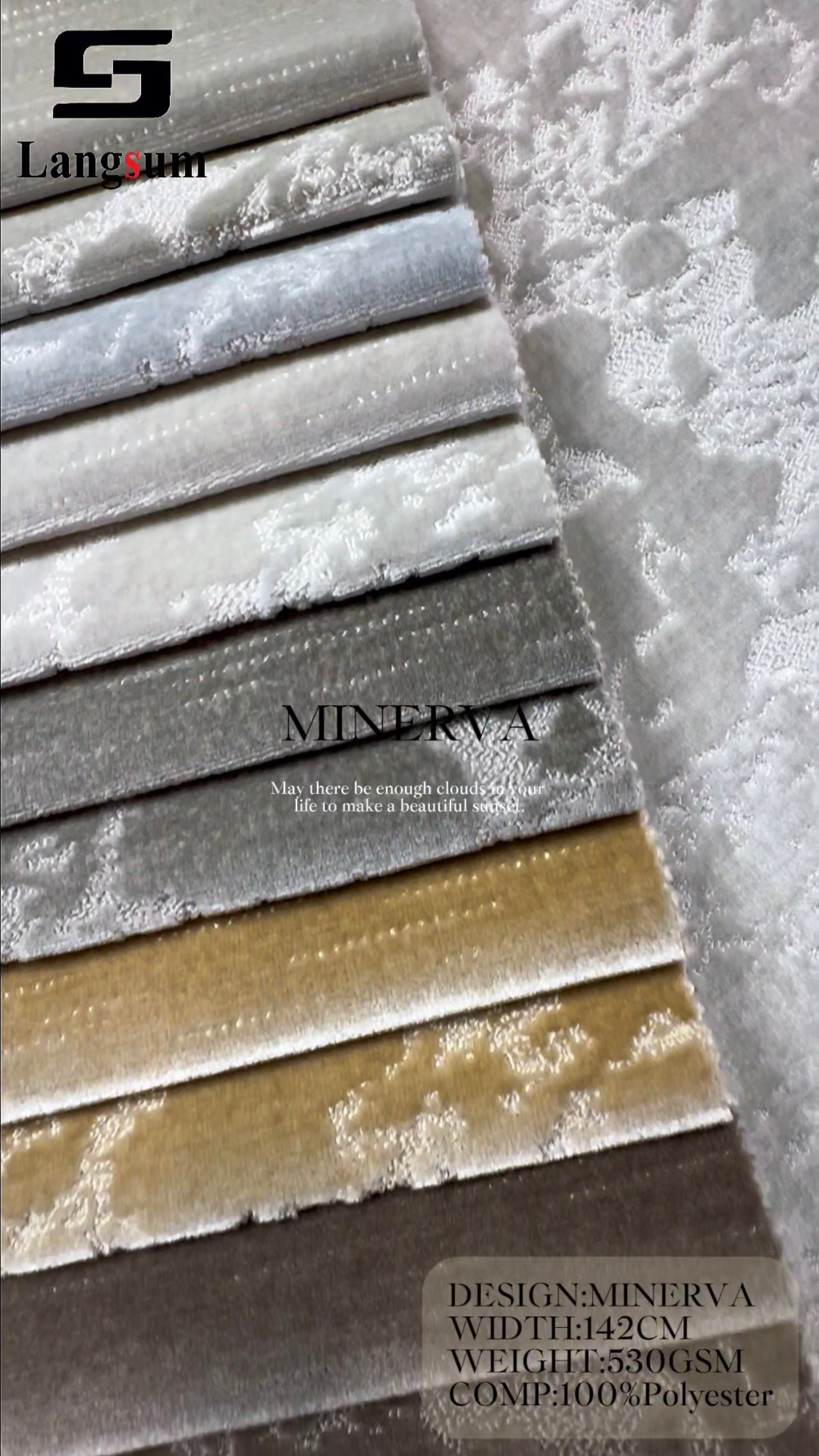 MINERVA Circle knitted Jaquard Textured Polyester Upholstery Fabric – 530GSM, 56" Wide, 18 Colors Langsum Fabric