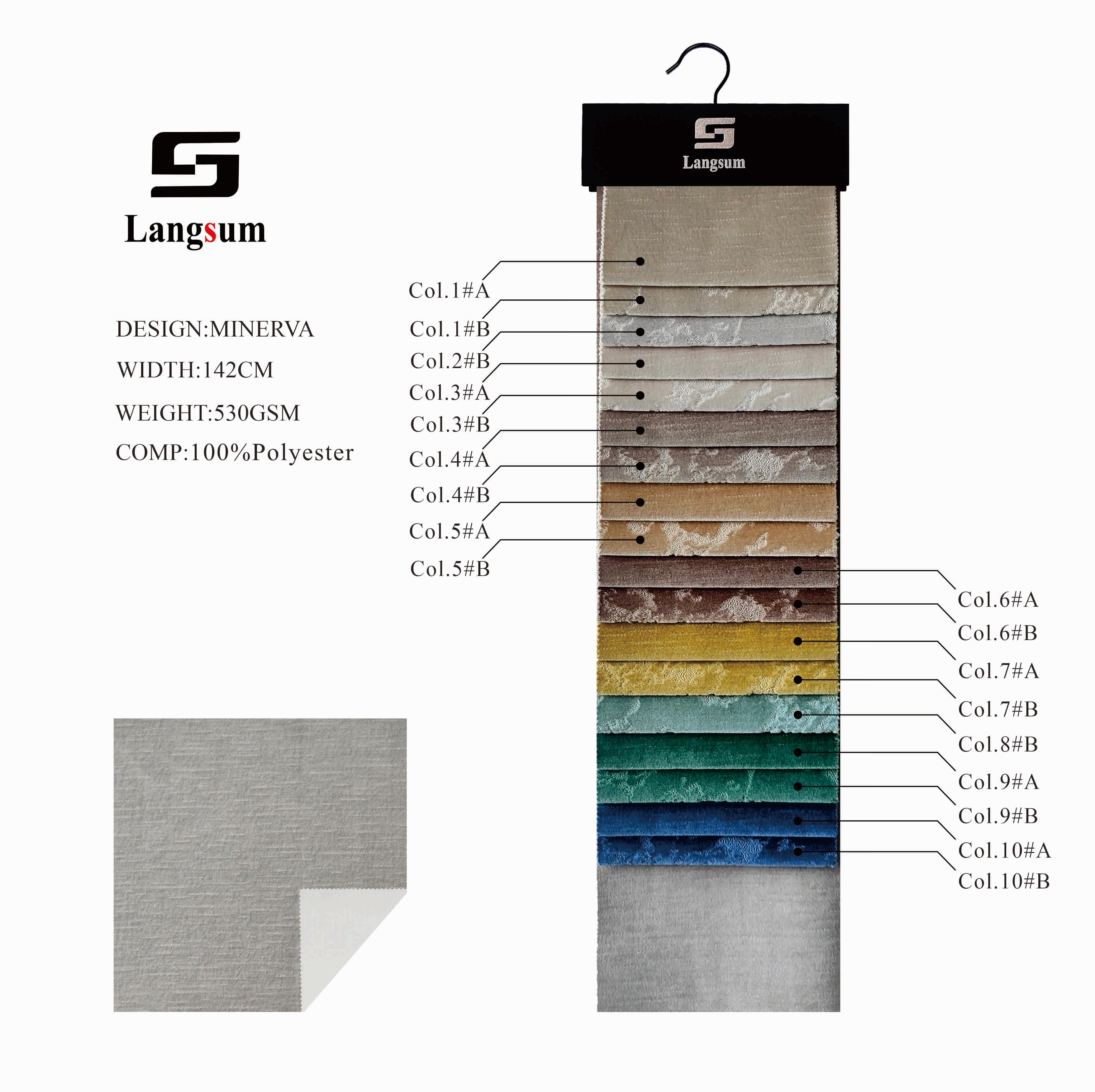 MINERVA Circle knitted Jaquard Textured Polyester Upholstery Fabric – 530GSM, 56" Wide, 18 Colors Langsum Fabric
