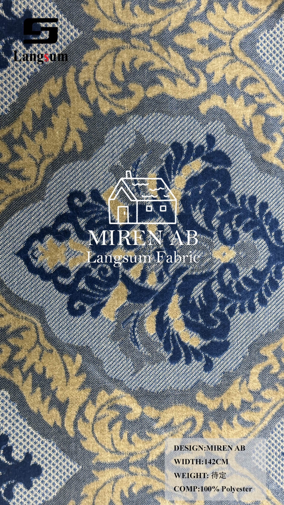 MIREN AB Ornamental-Pattern Polyester Upholstery Fabric – 56" Wide Langsum Fabric