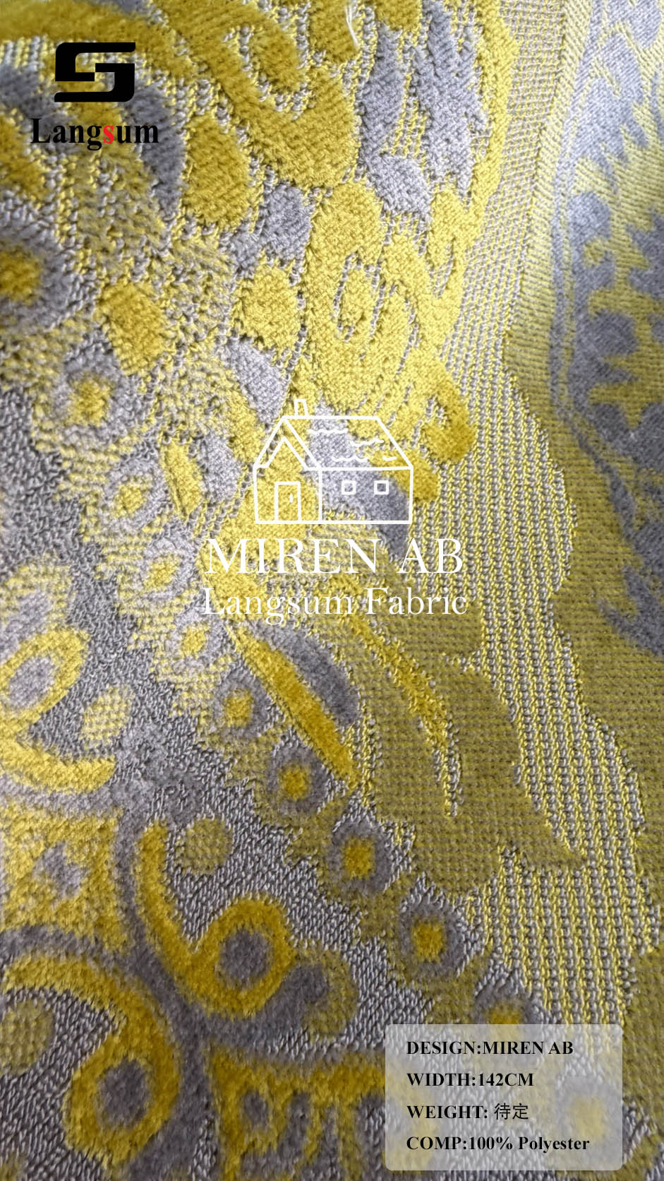 MIREN AB Ornamental-Pattern Polyester Upholstery Fabric – 56" Wide Langsum Fabric