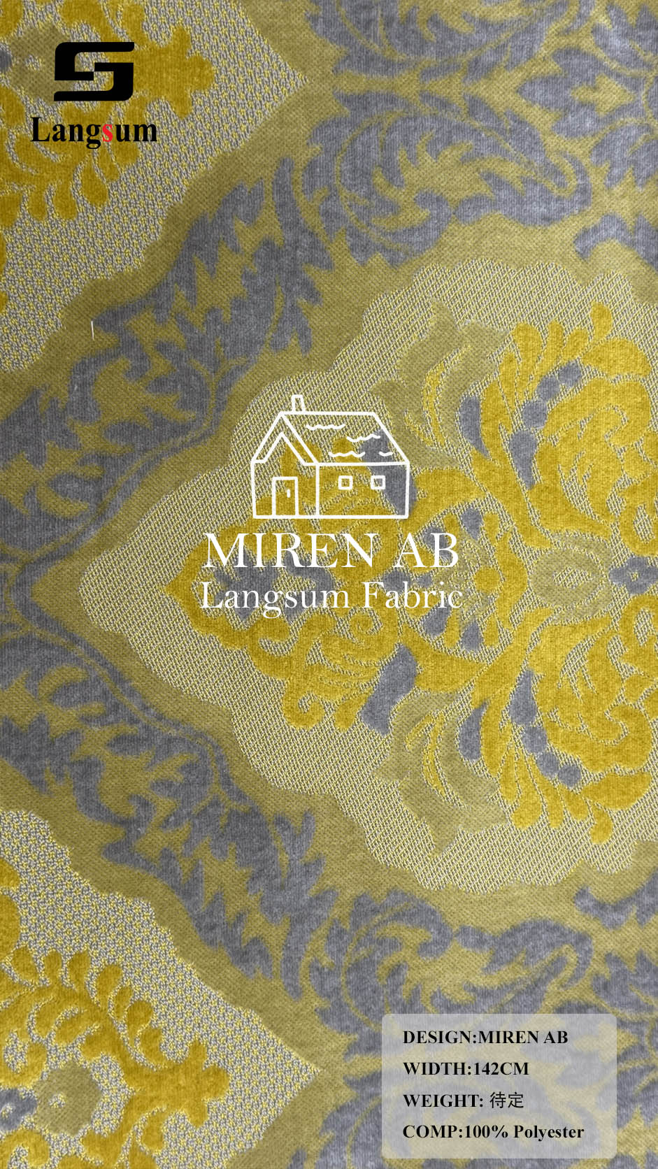 MIREN AB Ornamental-Pattern Polyester Upholstery Fabric – 56" Wide Langsum Fabric