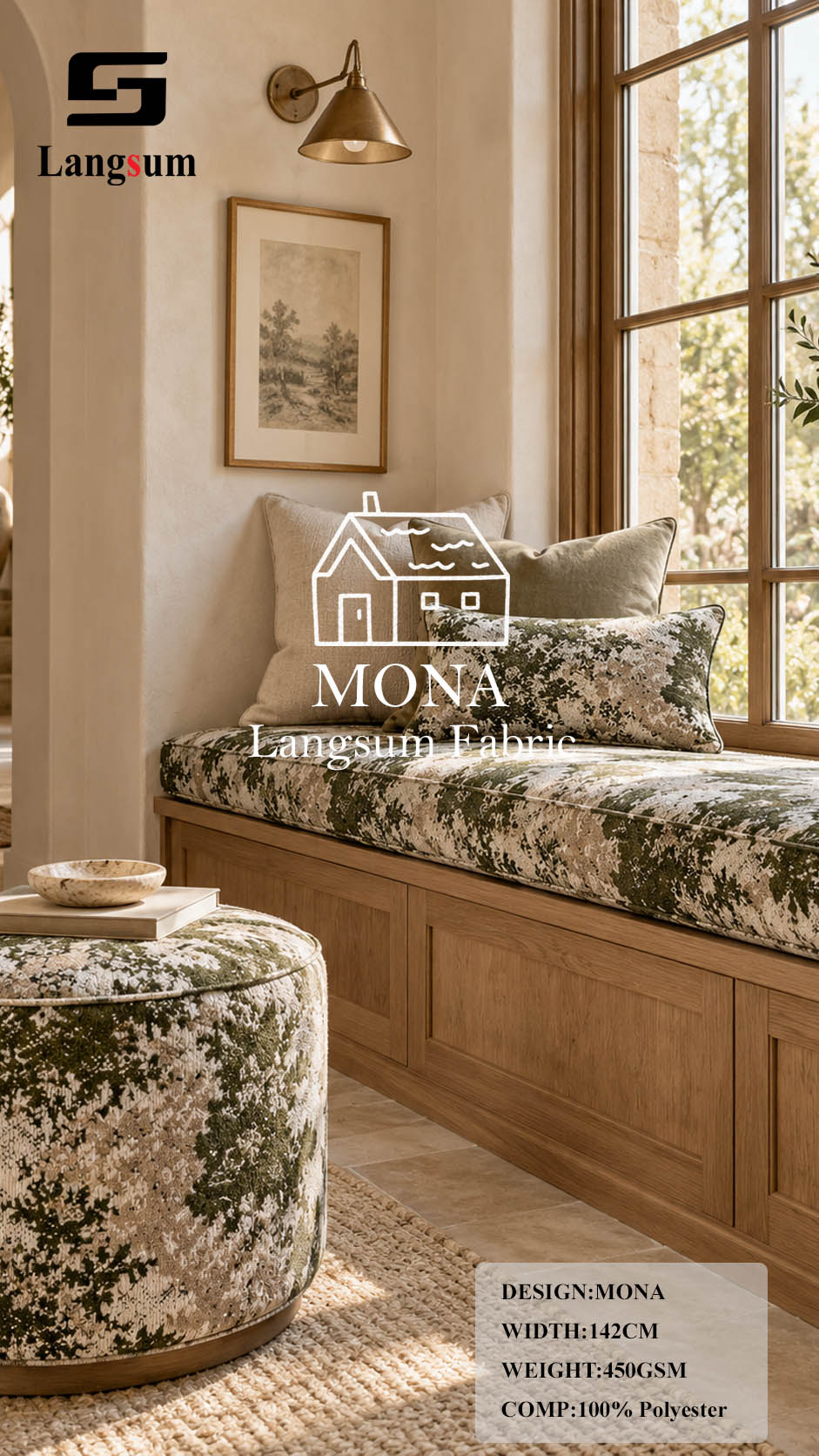 MONA Polyester Fabric – 450gsm, 56" Wide, 6 Colors Langsum Fabric