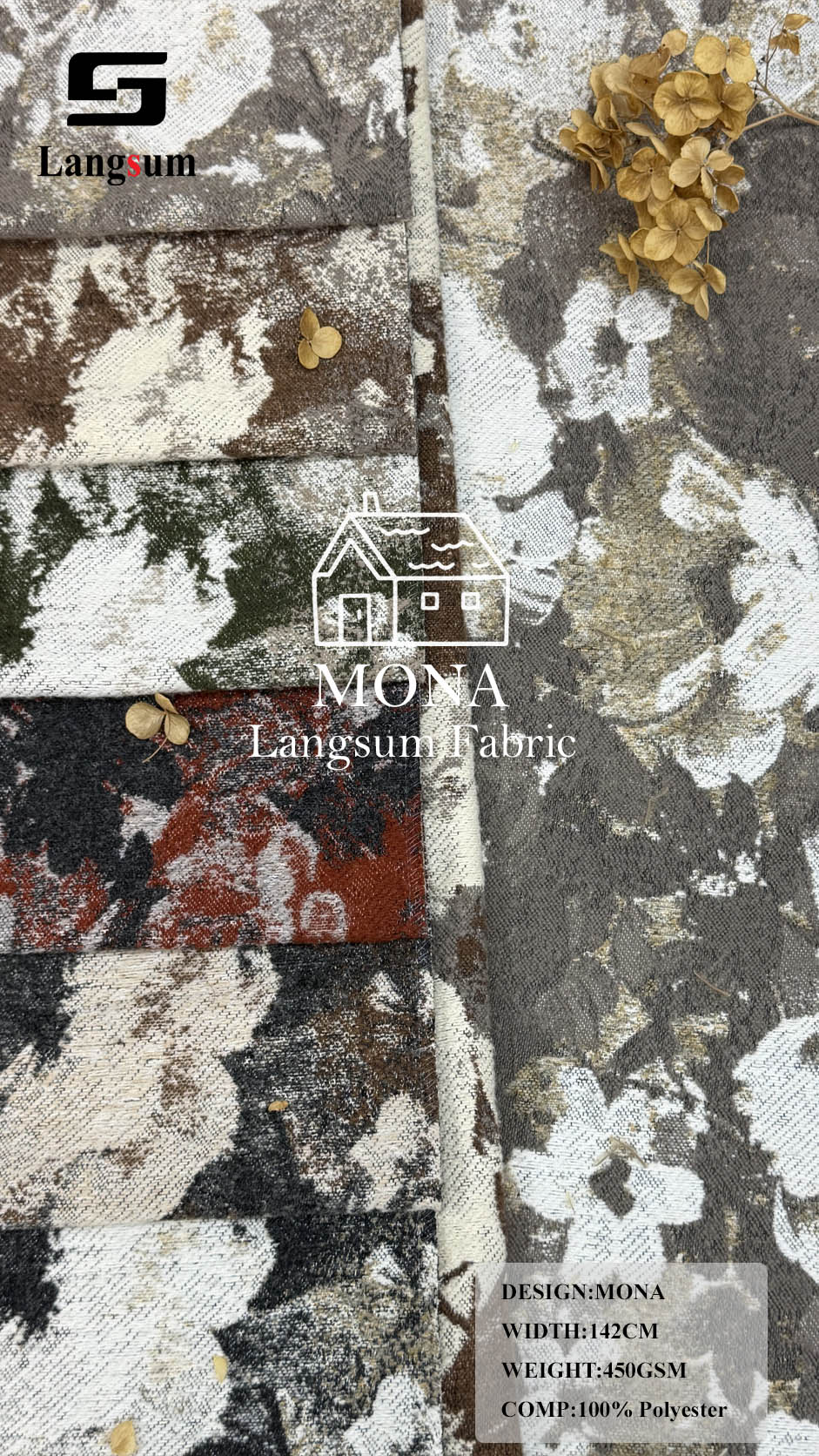 MONA Polyester Fabric – 450gsm, 56" Wide, 6 Colors Langsum Fabric
