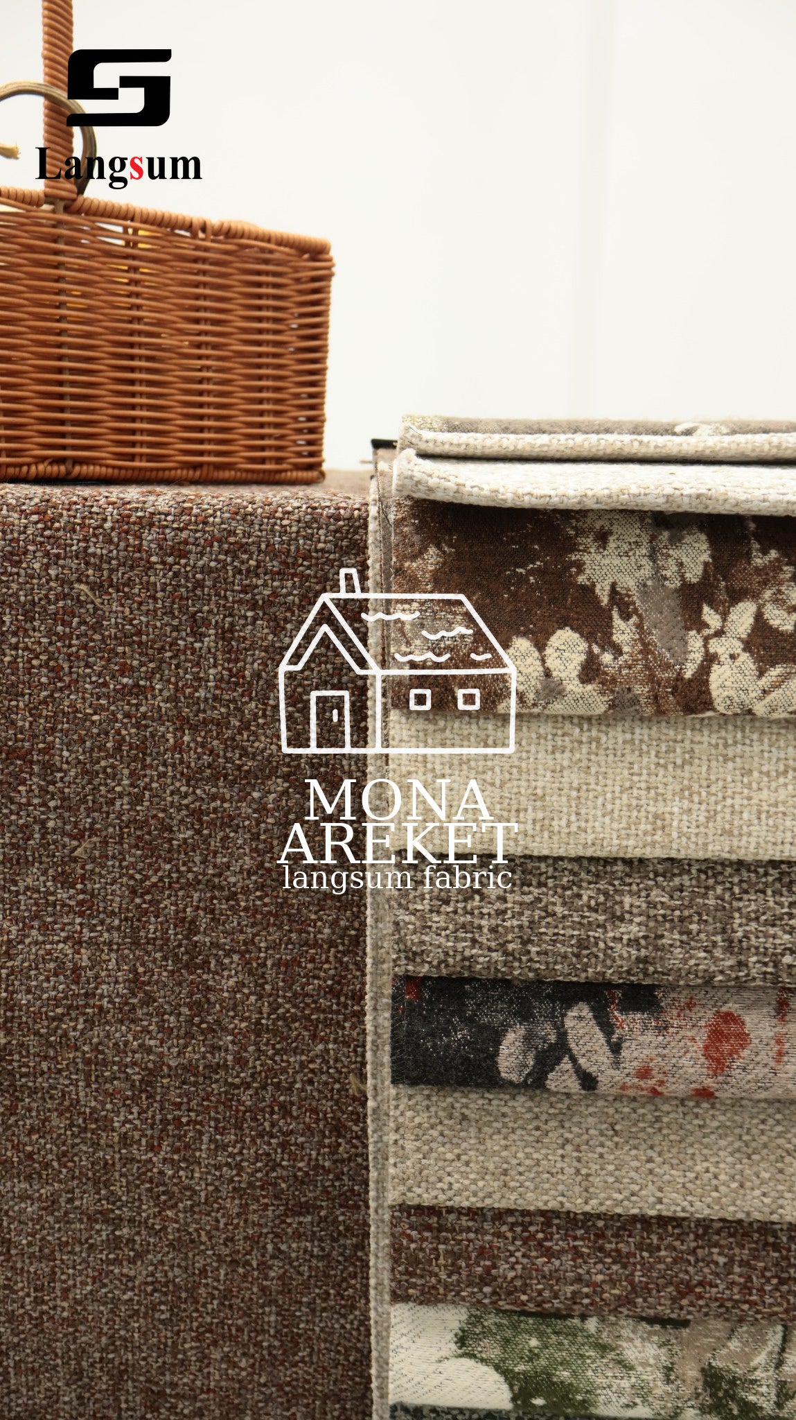 MONA & AREKET Polyester Upholstery Fabric – 440-450gsm, 56" Wide, 12 Colors Langsum Fabric