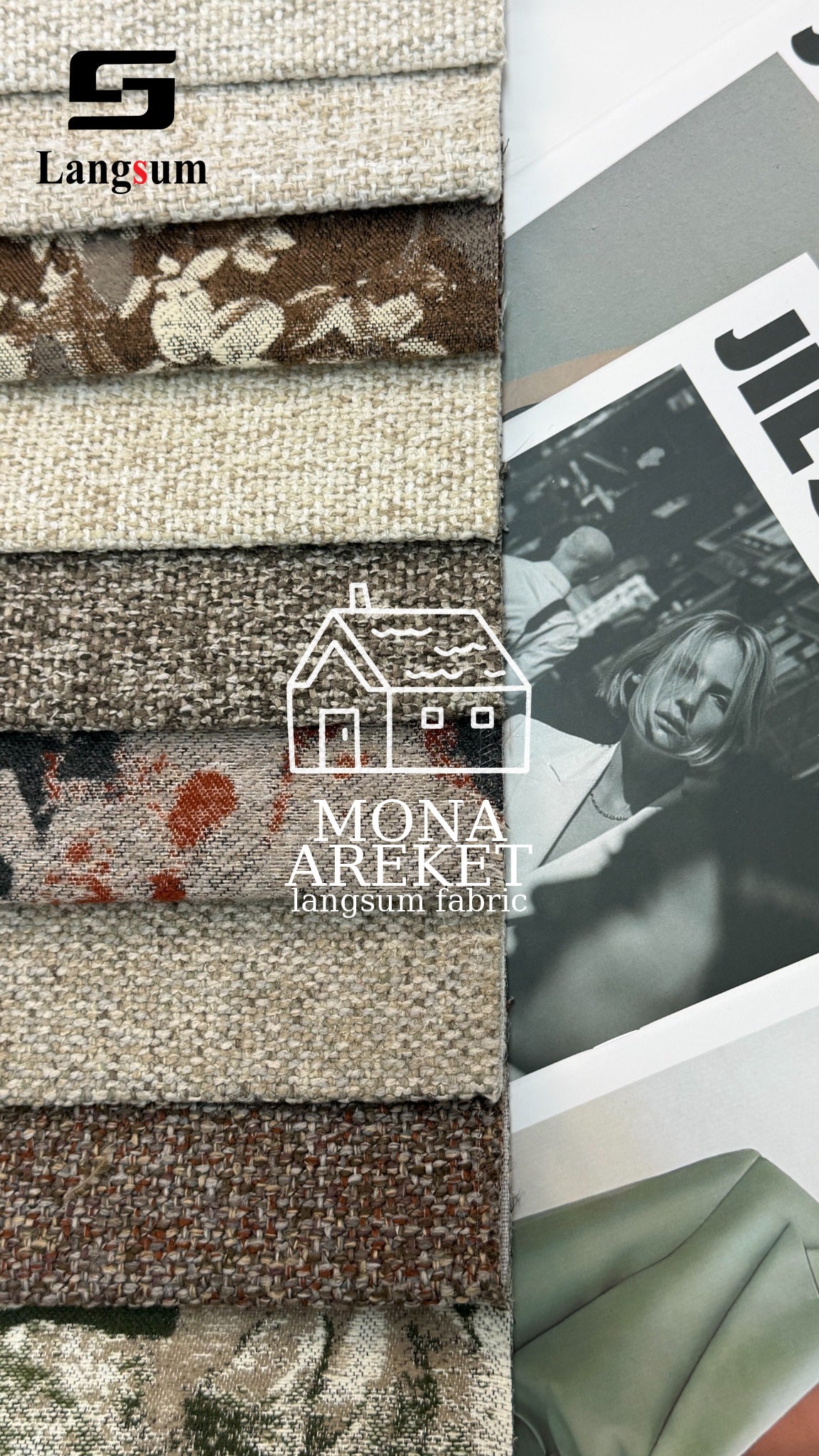 MONA & AREKET Polyester Upholstery Fabric – 440-450gsm, 56" Wide, 12 Colors Langsum Fabric