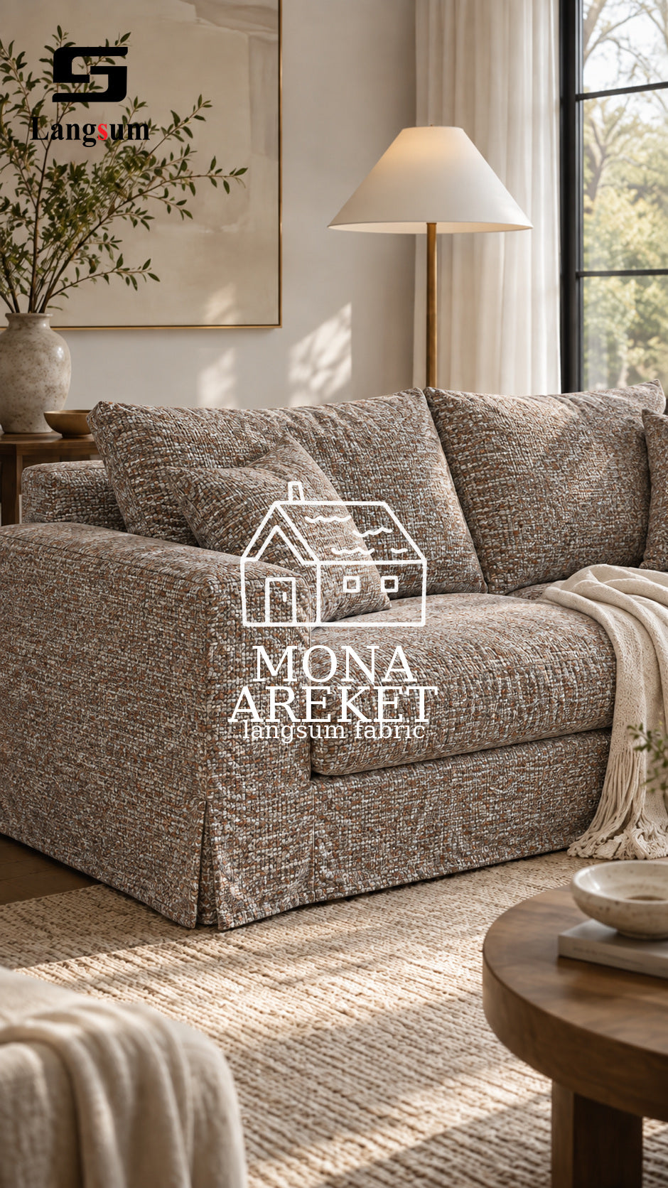 MONA & AREKET Polyester Upholstery Fabric – 440-450gsm, 56" Wide, 12 Colors Langsum Fabric