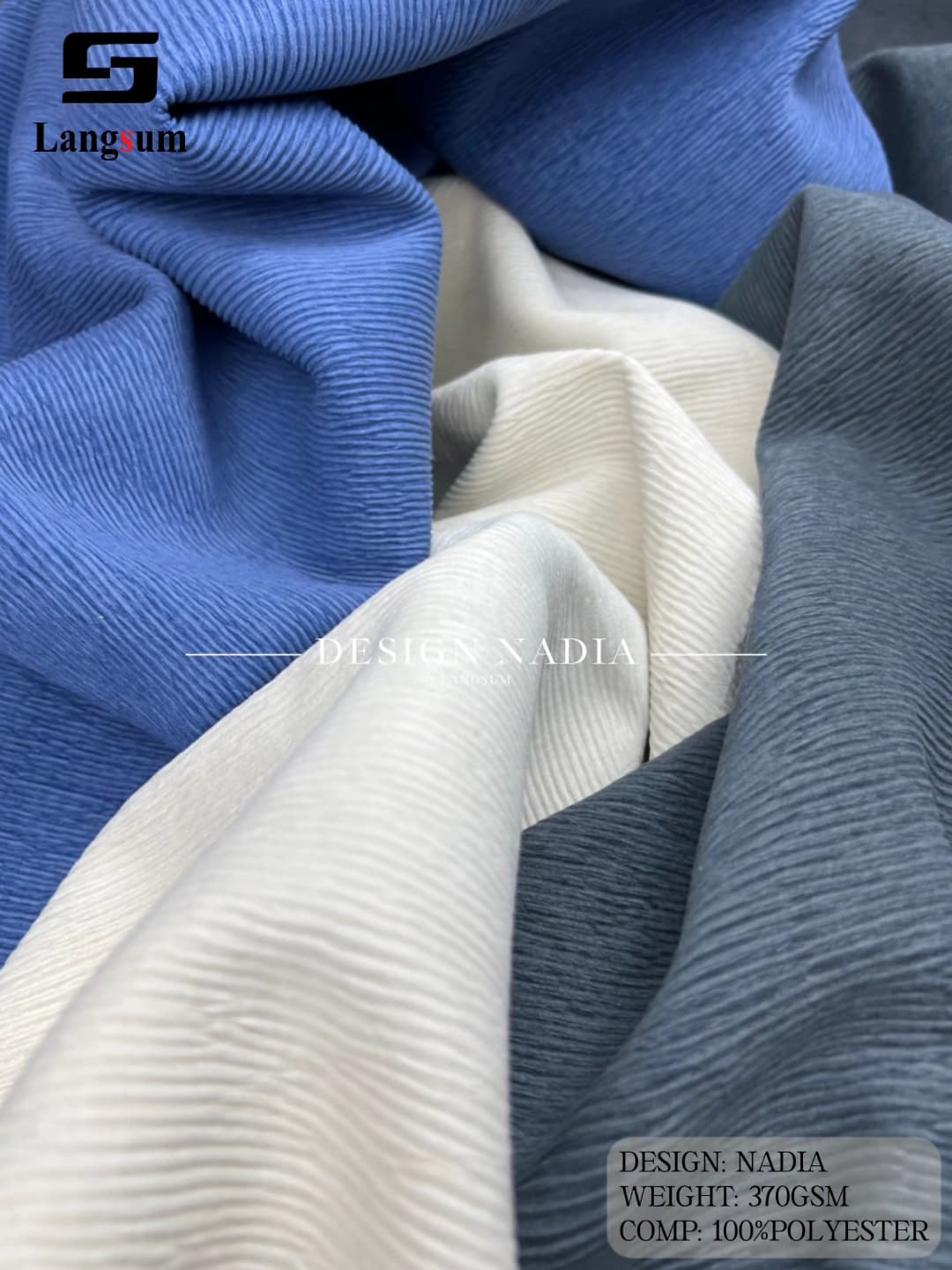 NADIA Velvet Fabric Knitted Fabric Jacquard-370gsm, 56" Wide, 13 Colors Langsum Fabric