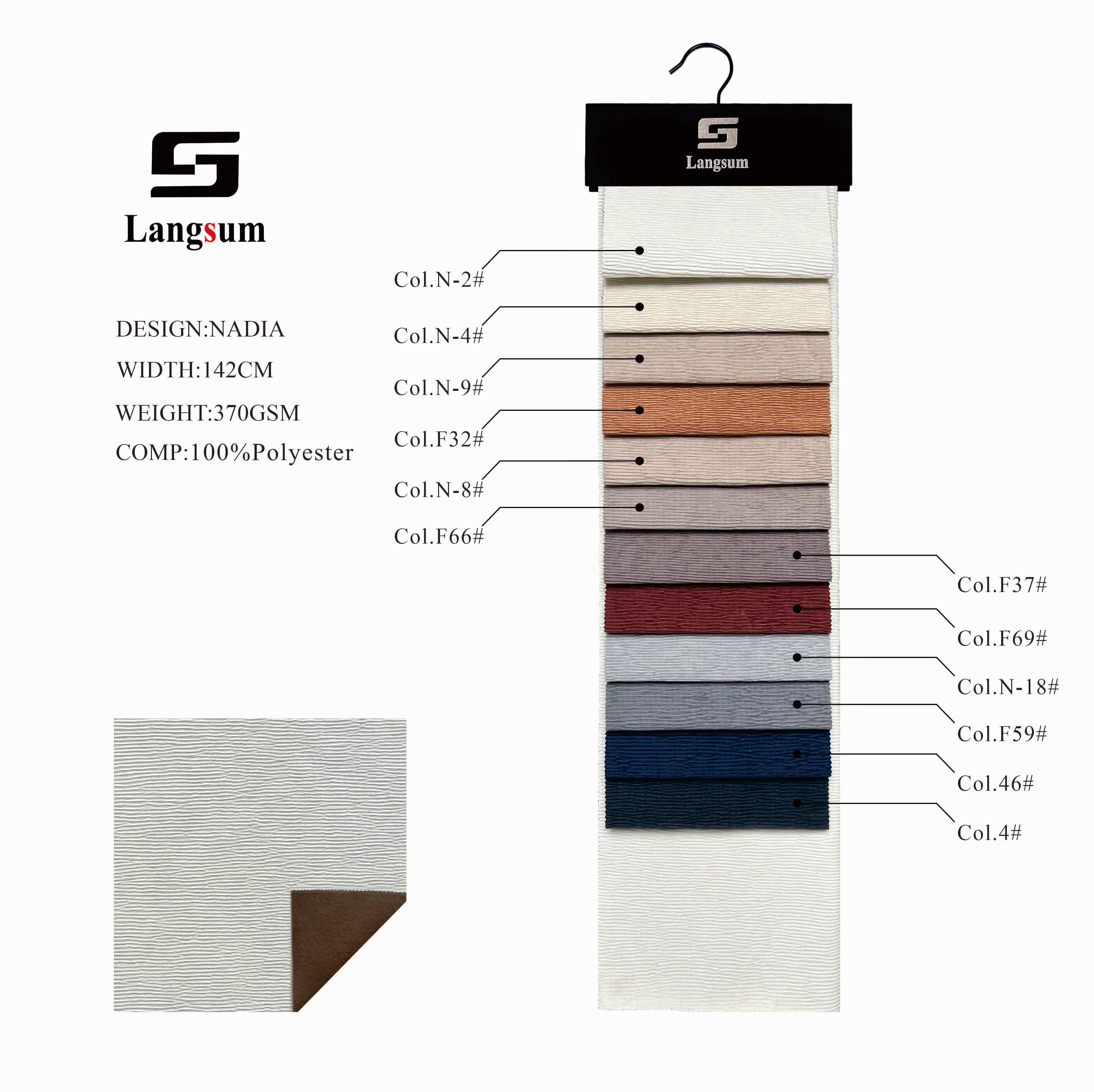 NADIA Velvet Fabric Knitted Fabric Jacquard-370gsm, 56" Wide, 13 Colors Langsum Fabric