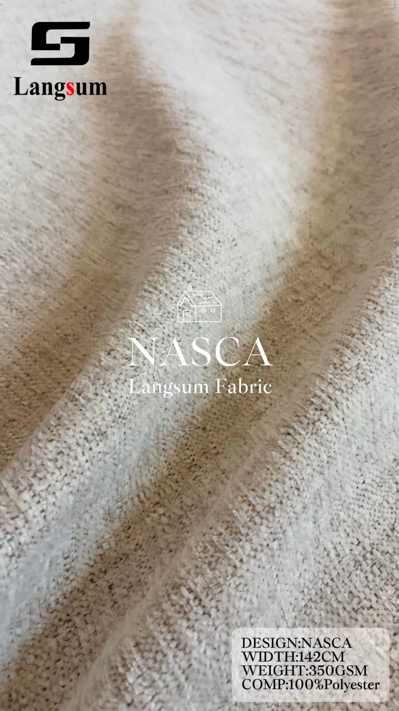 NASCA Chenille Fabric Woven Jacquard Fabric – 350gsm, 56" Wide, 14 Colors Langsum Fabric