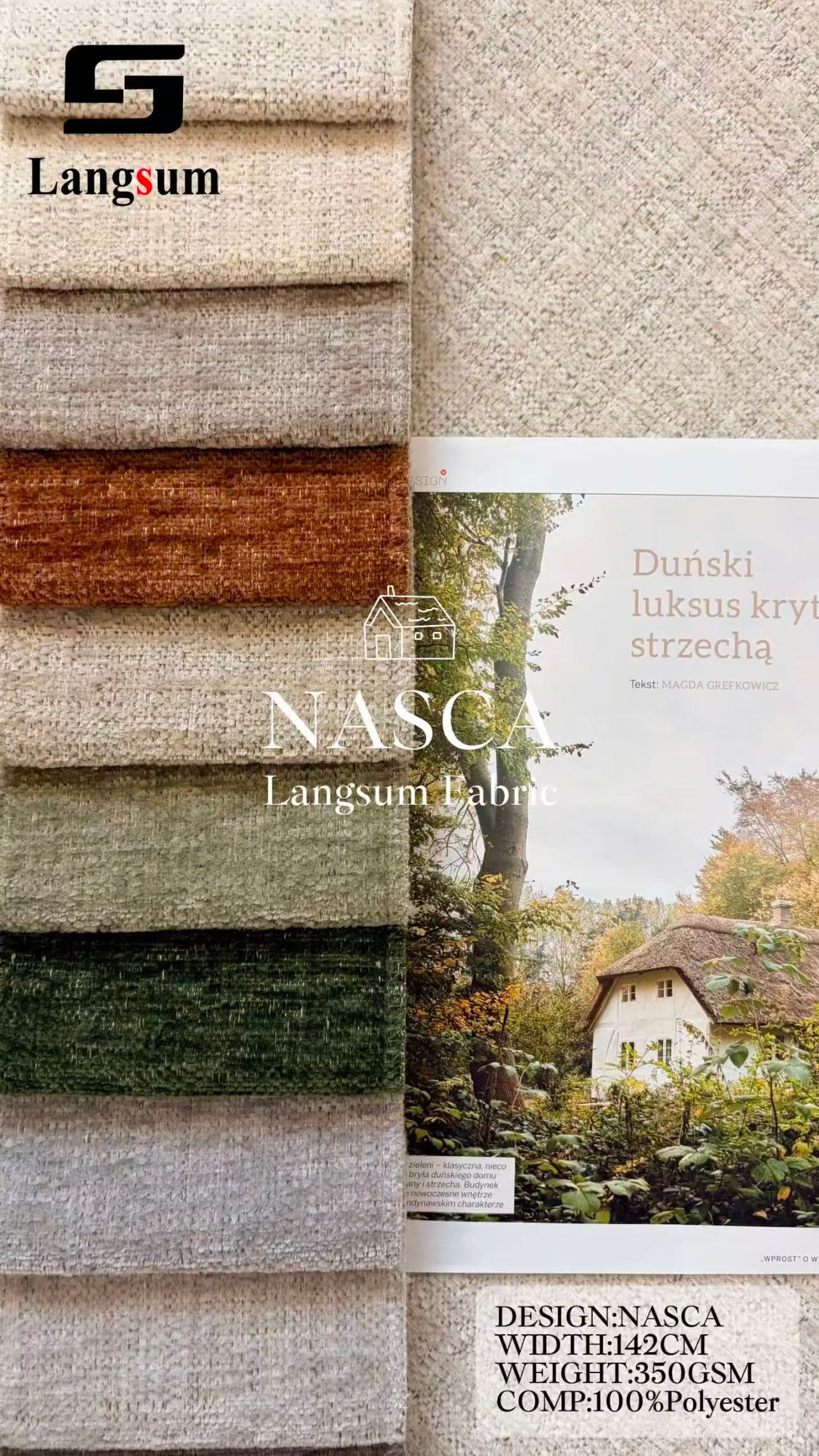 NASCA Chenille Fabric Woven Jacquard Fabric – 350gsm, 56" Wide, 14 Colors Langsum Fabric