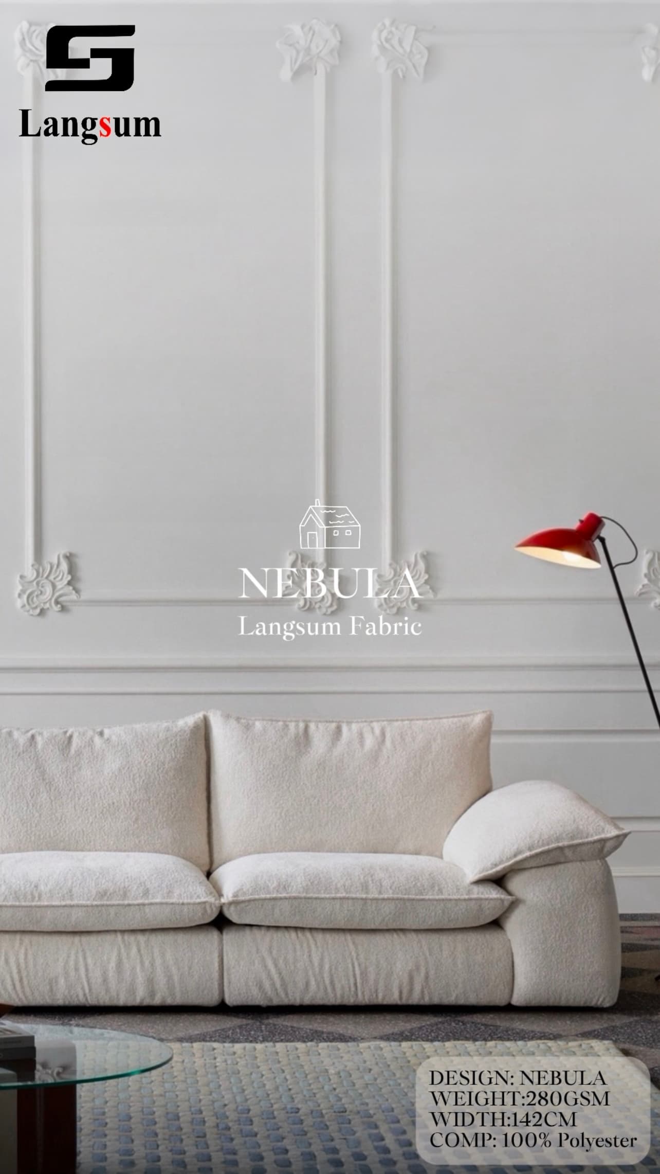 NEBULA Textured Polyester Upholstery Fabric – 280gsm, 56" Wide, 24 Colors Langsum Fabric