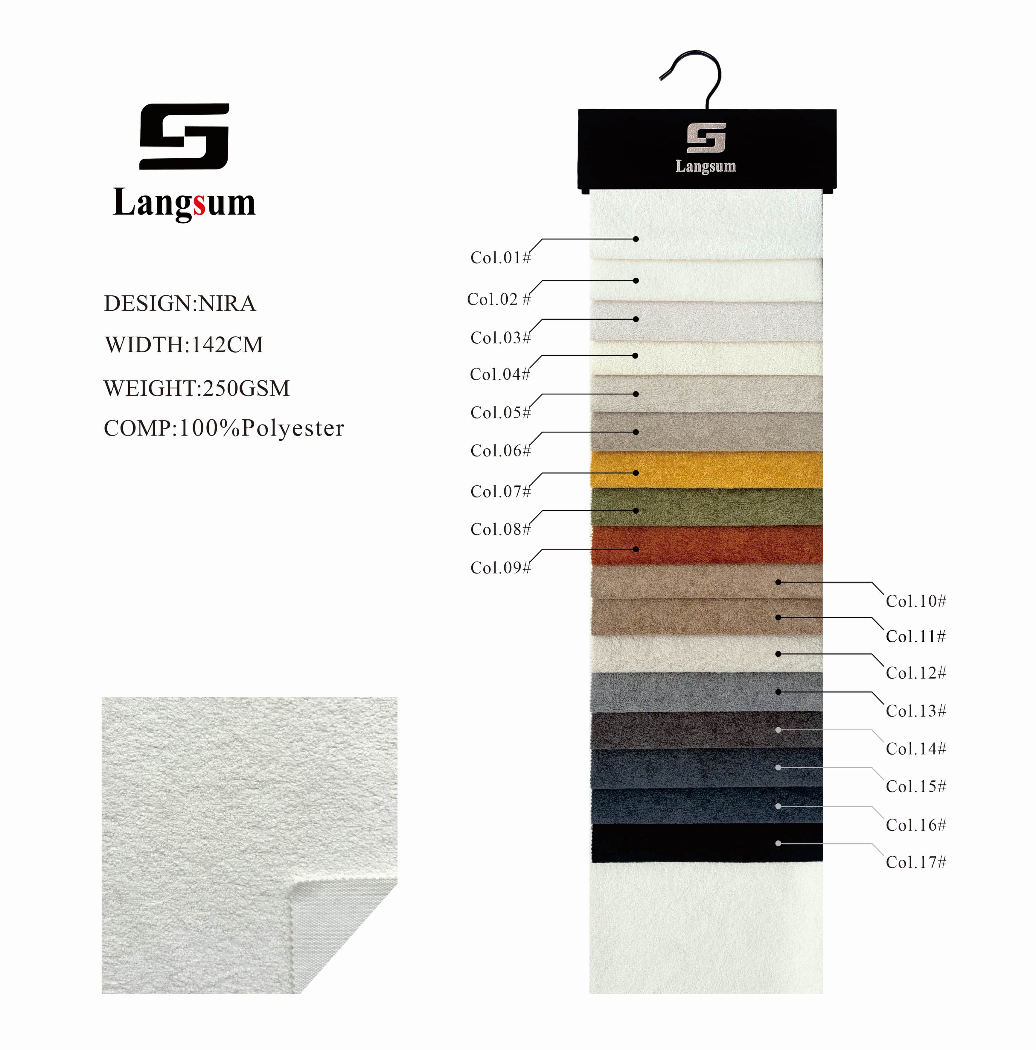 NIRA Velvet Fabric Knitted Fabric Jacquard-250gsm, 56" Wide, 17 Colors Langsum Fabric