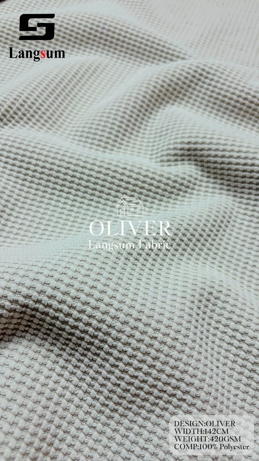 OLIVER Linen Look Fabric Polyester Upholstery Fabric – 420gsm, 56" Wide, 16 Colors Langsum Fabric