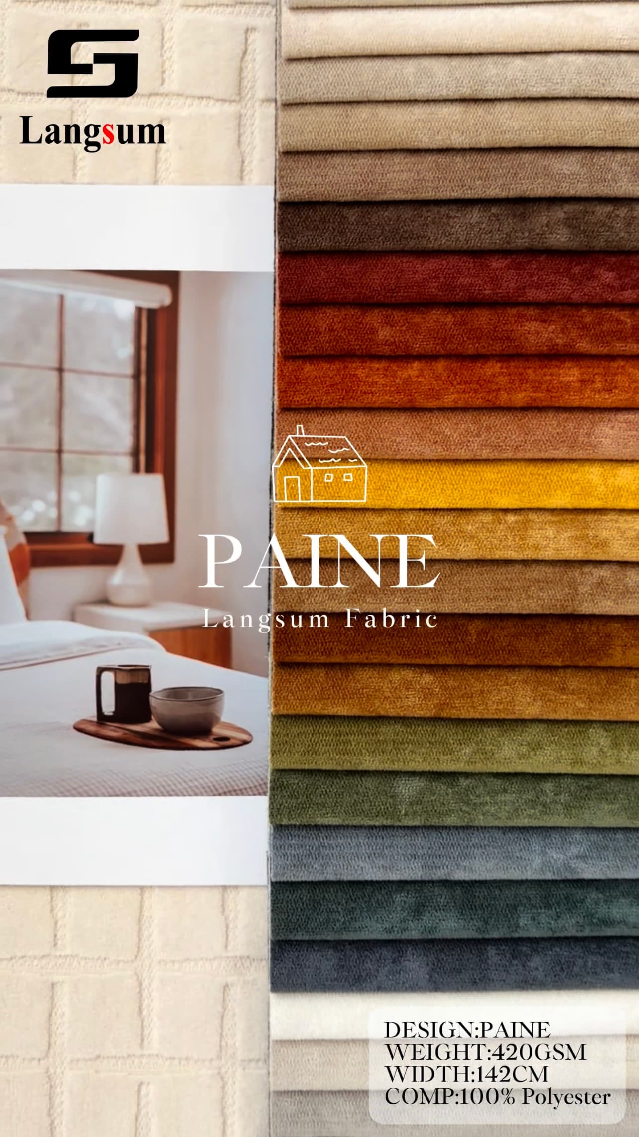 PAINE Velvet Fabric Knitted Fabric Jacquard-420gsm, 56" Wide, 27 Colors Langsum Fabric