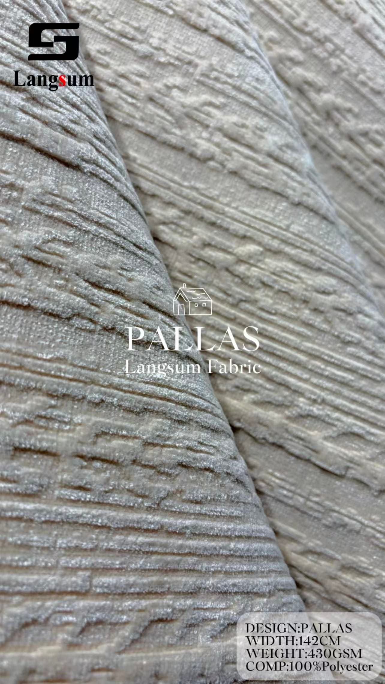 PALLAS Circle knitted Jaquard Textured Polyester Upholstery Fabric – 430GSM, 56" Wide, 8 Colors Langsum Fabric