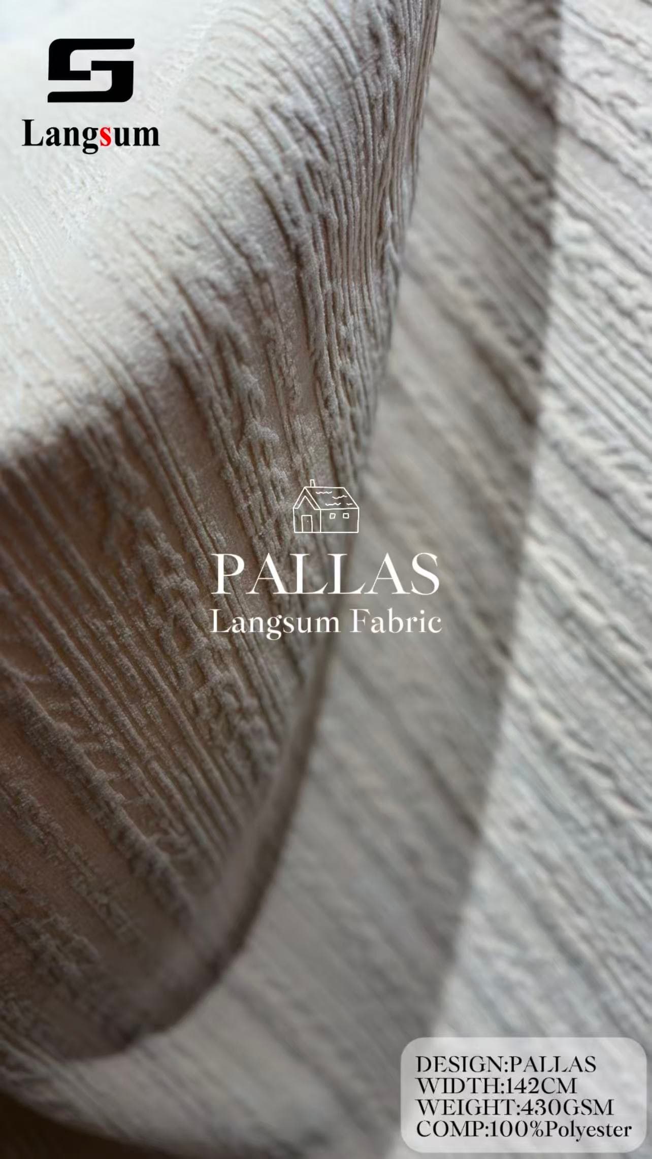 PALLAS Circle knitted Jaquard Textured Polyester Upholstery Fabric – 430GSM, 56" Wide, 8 Colors Langsum Fabric