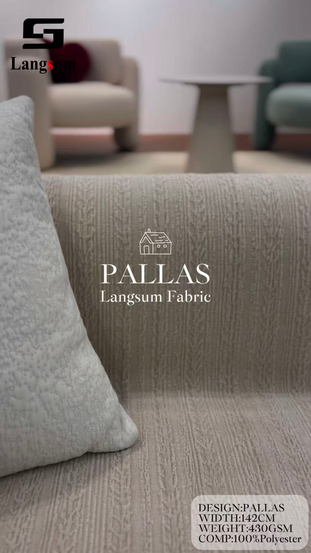 PALLAS Circle knitted Jaquard Textured Polyester Upholstery Fabric – 430GSM, 56" Wide, 8 Colors Langsum Fabric