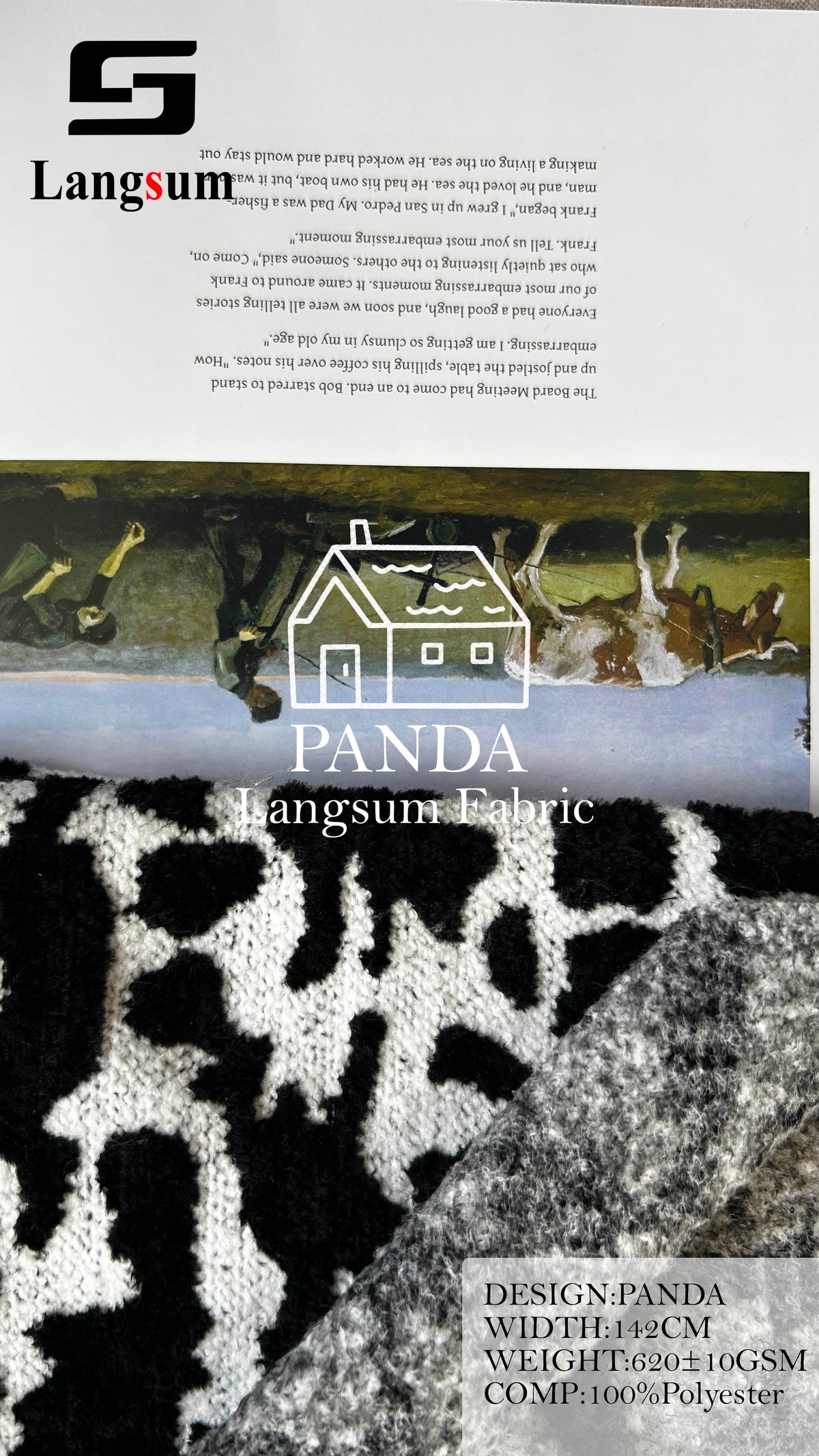 PANDA Animal-Pattern Polyester Upholstery Fabric – 620±10gsm, 56" Wide, 14 Colors Langsum Fabric